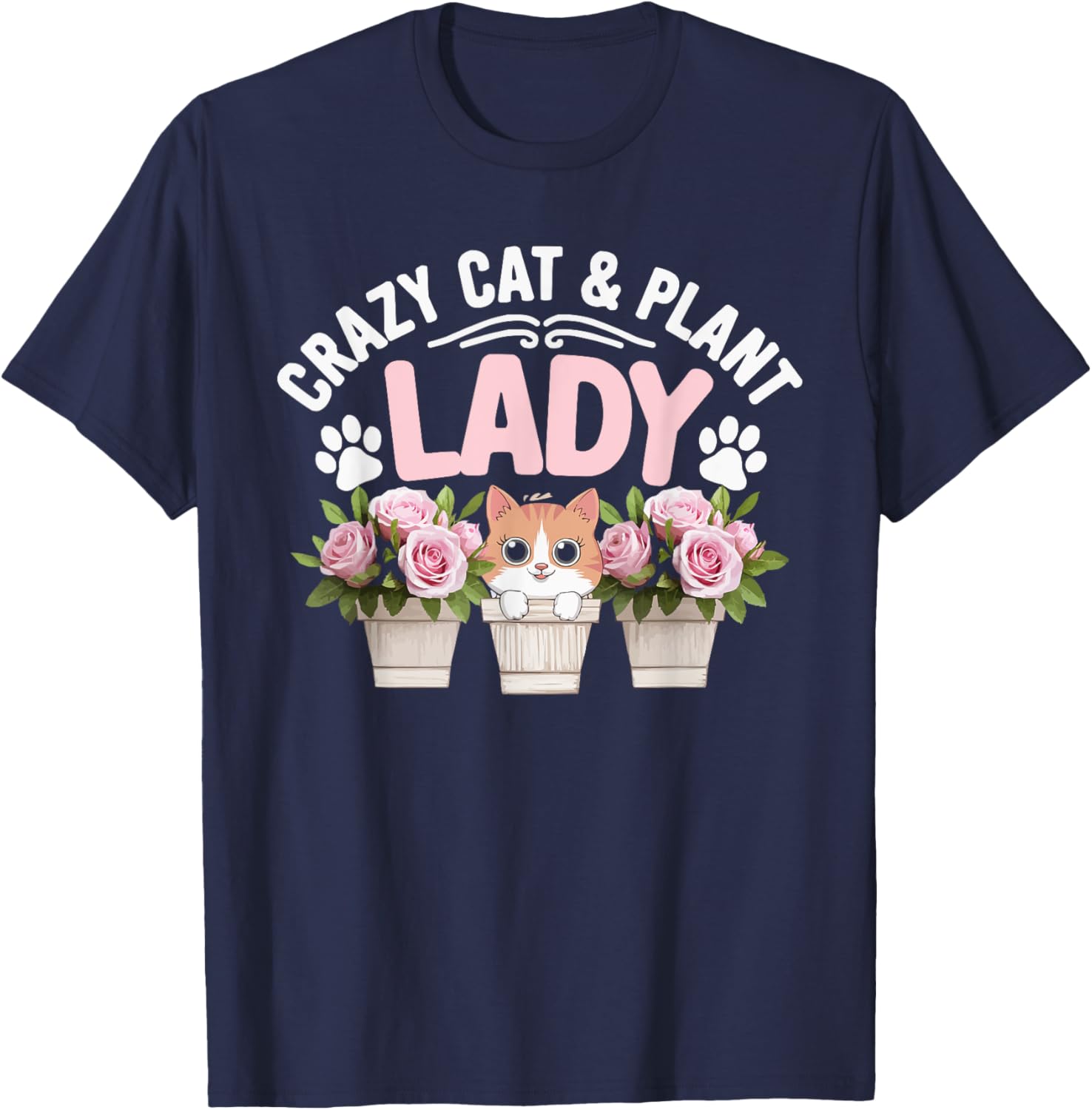 Gardening Cat Kitty Meow Animal Pet Garden Lover Gardener T-Shirt - T-Shirt | Navy