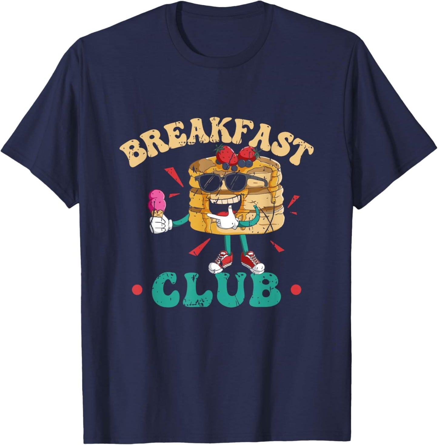 Breakfast Club Retro Vintage Pancake Aesthetic Brunch T-Shirt - T-Shirt | Navy
