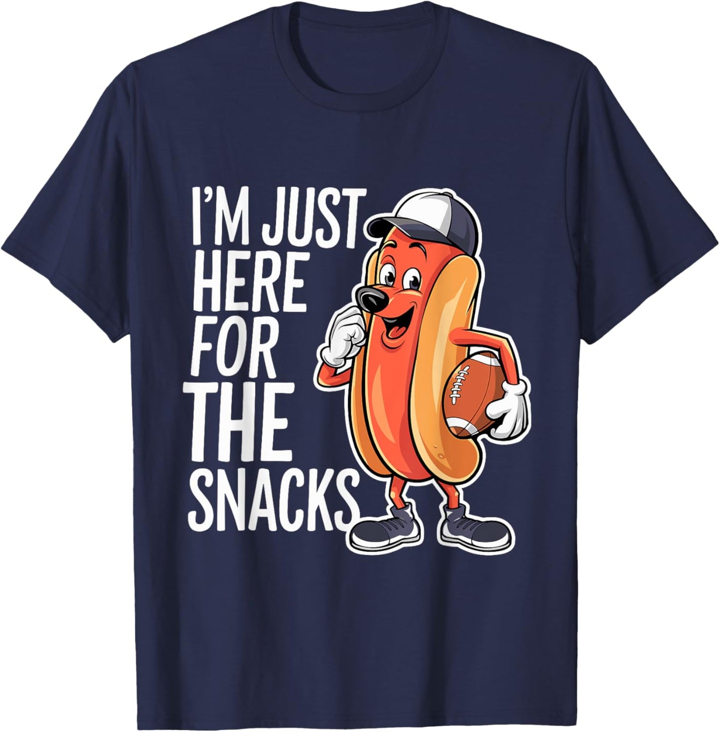 Funny I'm Just Here For The Snacks Football T-Shirt - T-Shirt | Navy