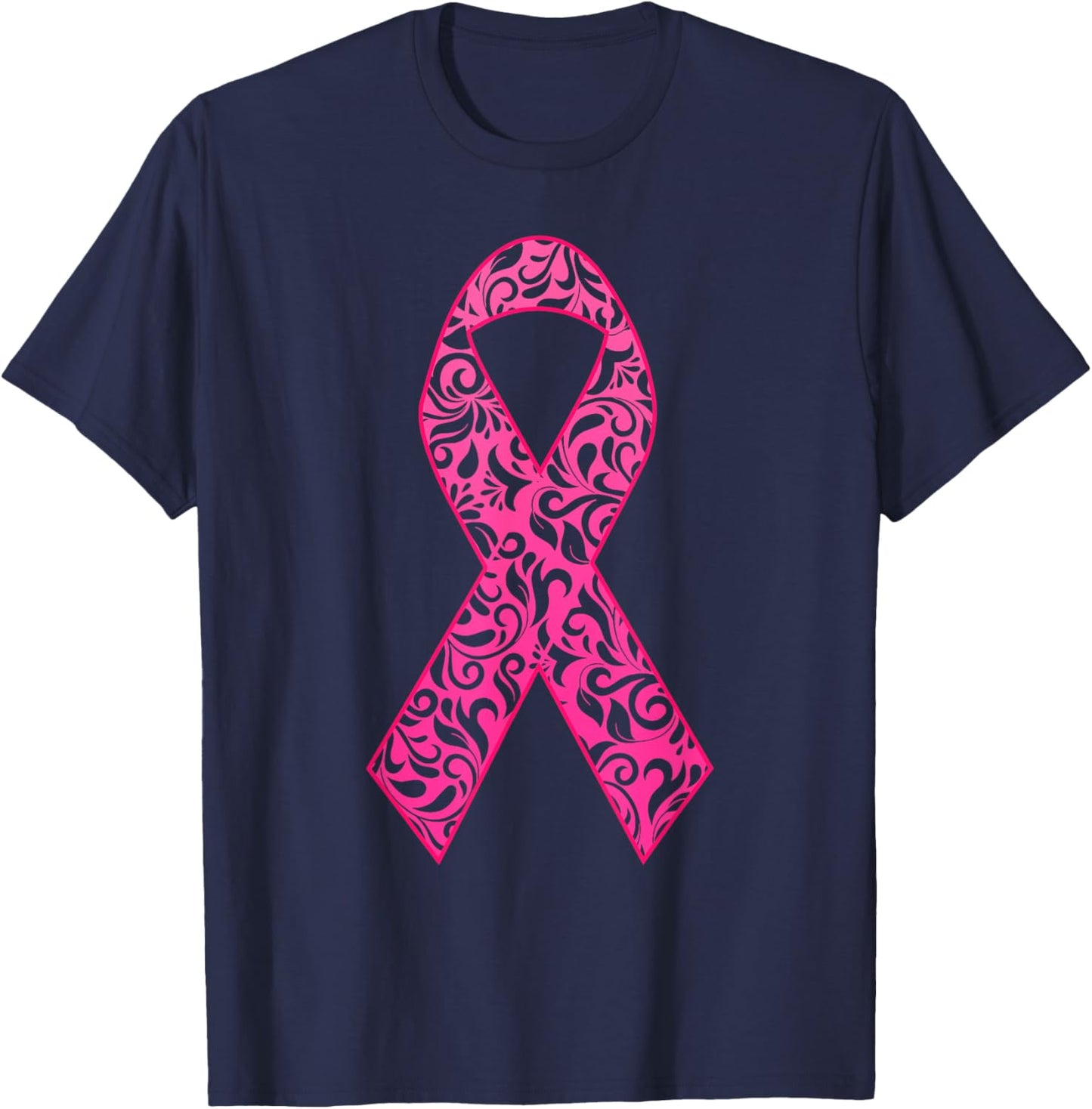 Pink Ribbon Breast Cancer Awareness Support Squads Cancer T-Shirt - T-Shirt | Navy