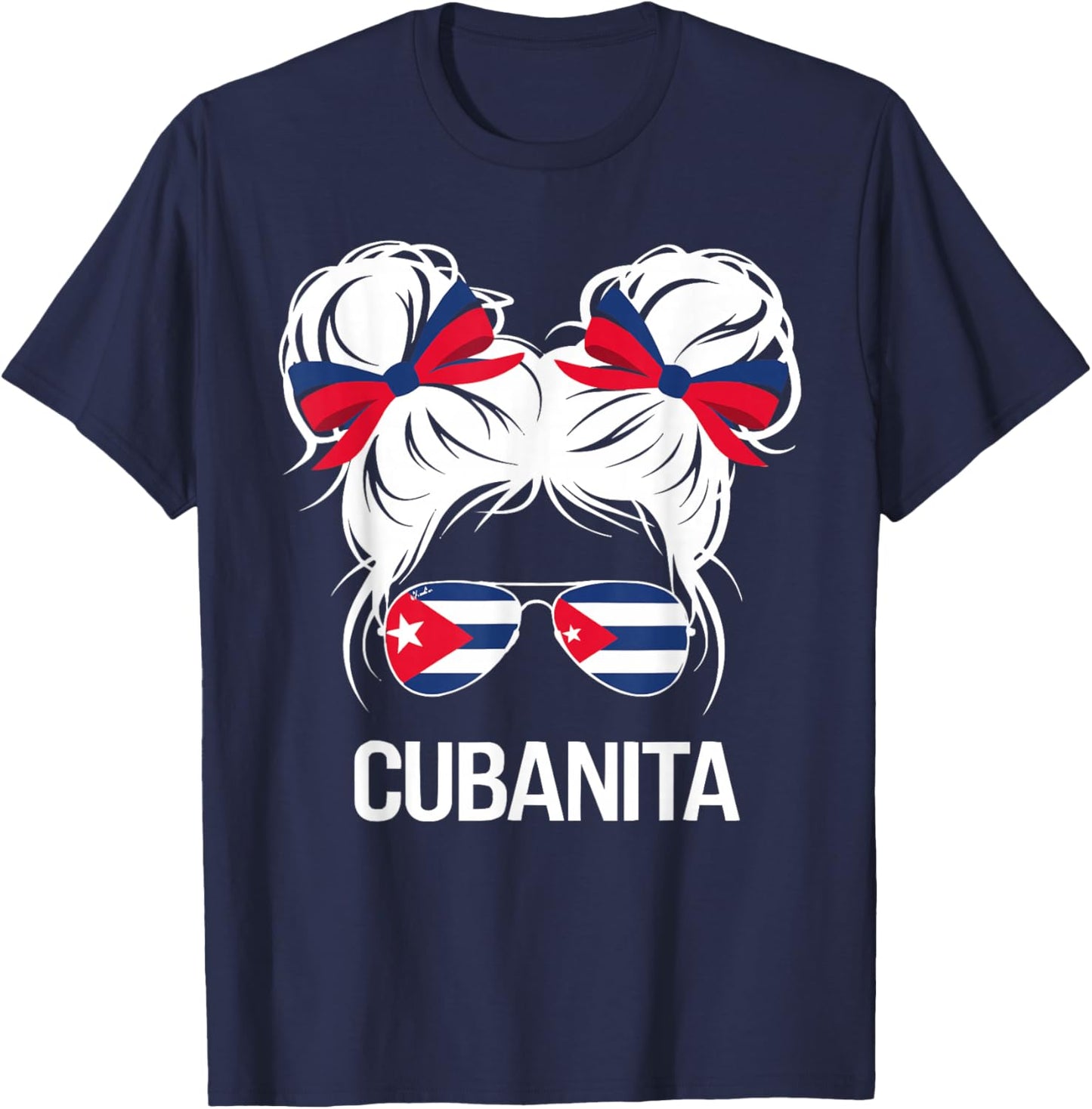 Cubanita I Love Cuba Cuban Pride Cuban Women Cuban Flag T-Shirt - T-Shirt | Navy