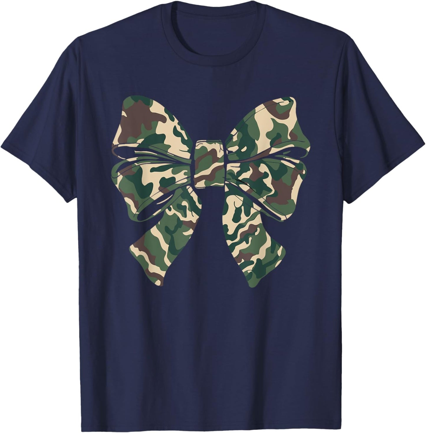 Camouflage Old Camo Bow Camo Coquette Bow Hunting Women Girl T-Shirt - T-Shirt | Navy