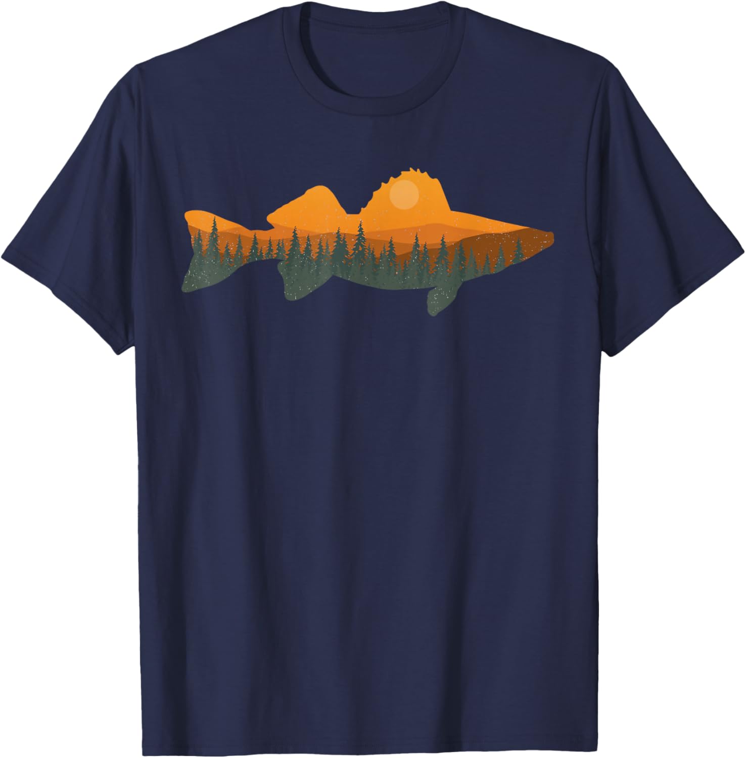 Walleye Fishing Forest Nature Wildlife Fisherman T-Shirt - T-Shirt | Navy