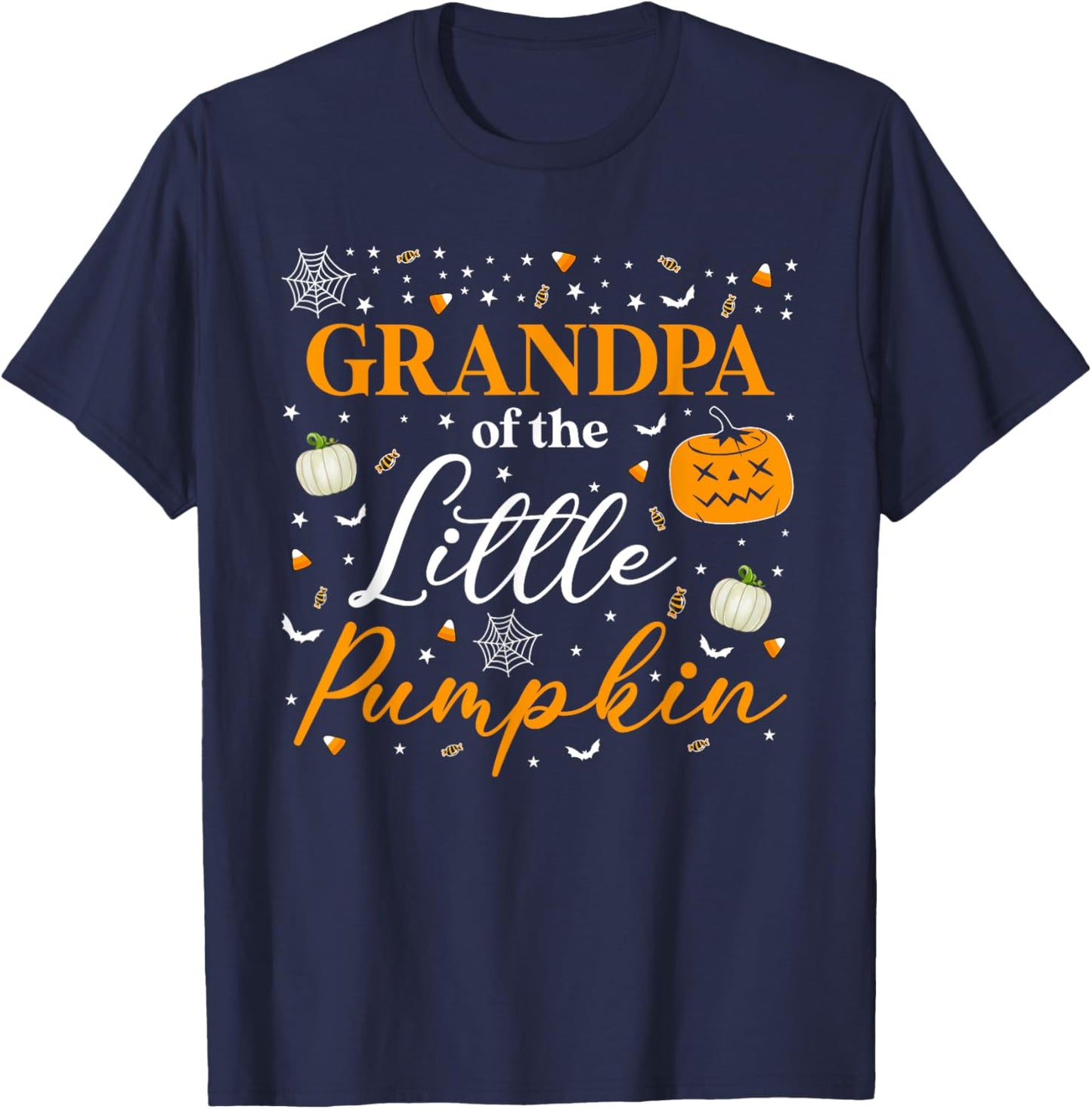 Grandpa Of The Little Pumpkin Family Matching Halloween T-Shirt - T-Shirt | Navy