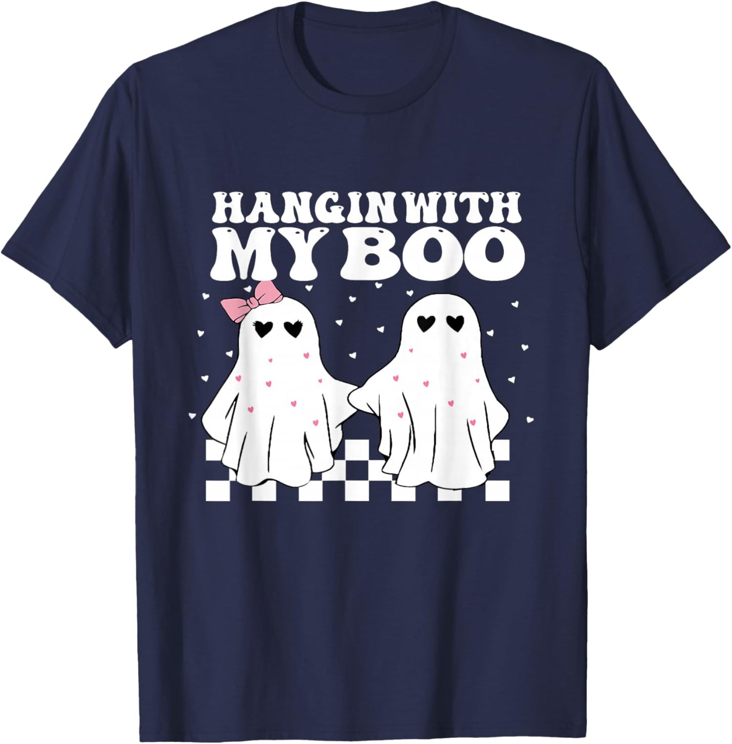 Hangin' With my Boo Couples Halloween Adult Costume His her T-Shirt - T-Shirt | Navy