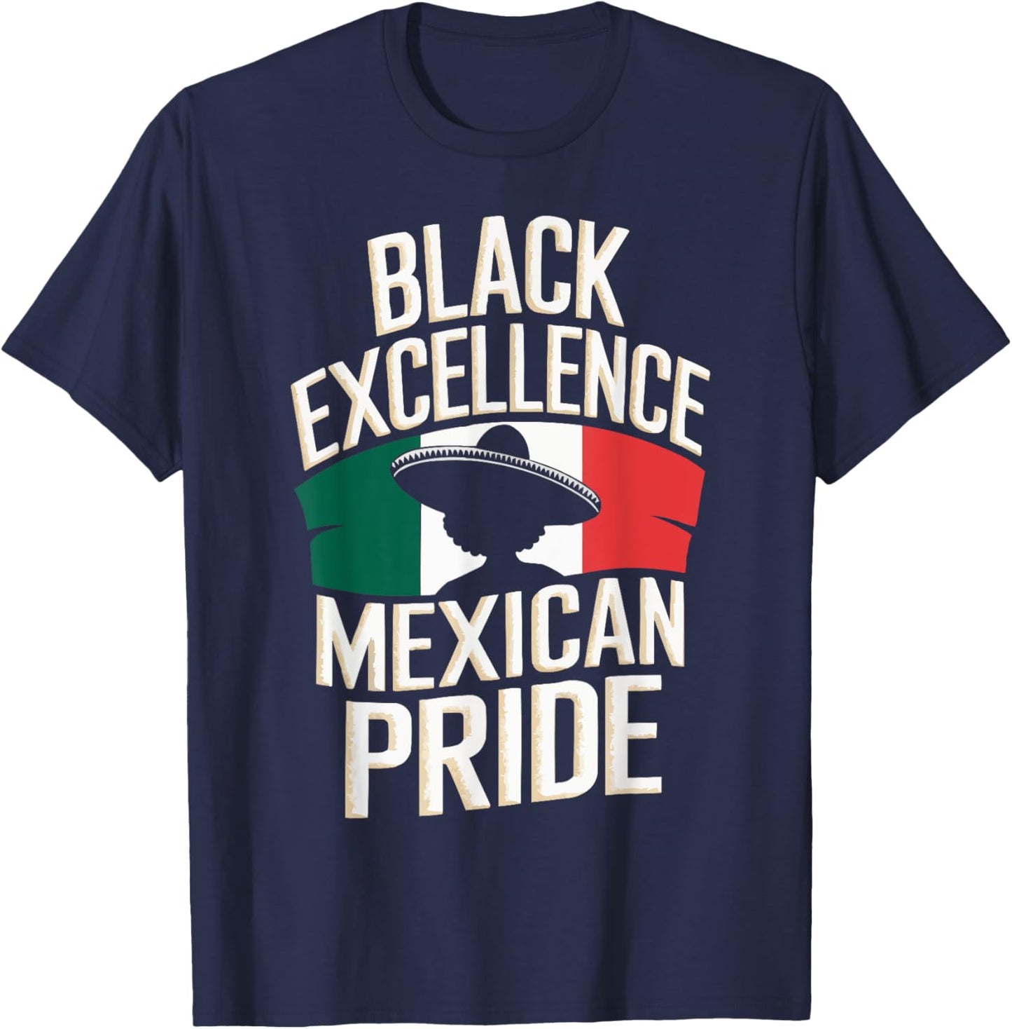 Half Mexican Half African American USA Flag Black America T-Shirt - T-Shirt | Navy
