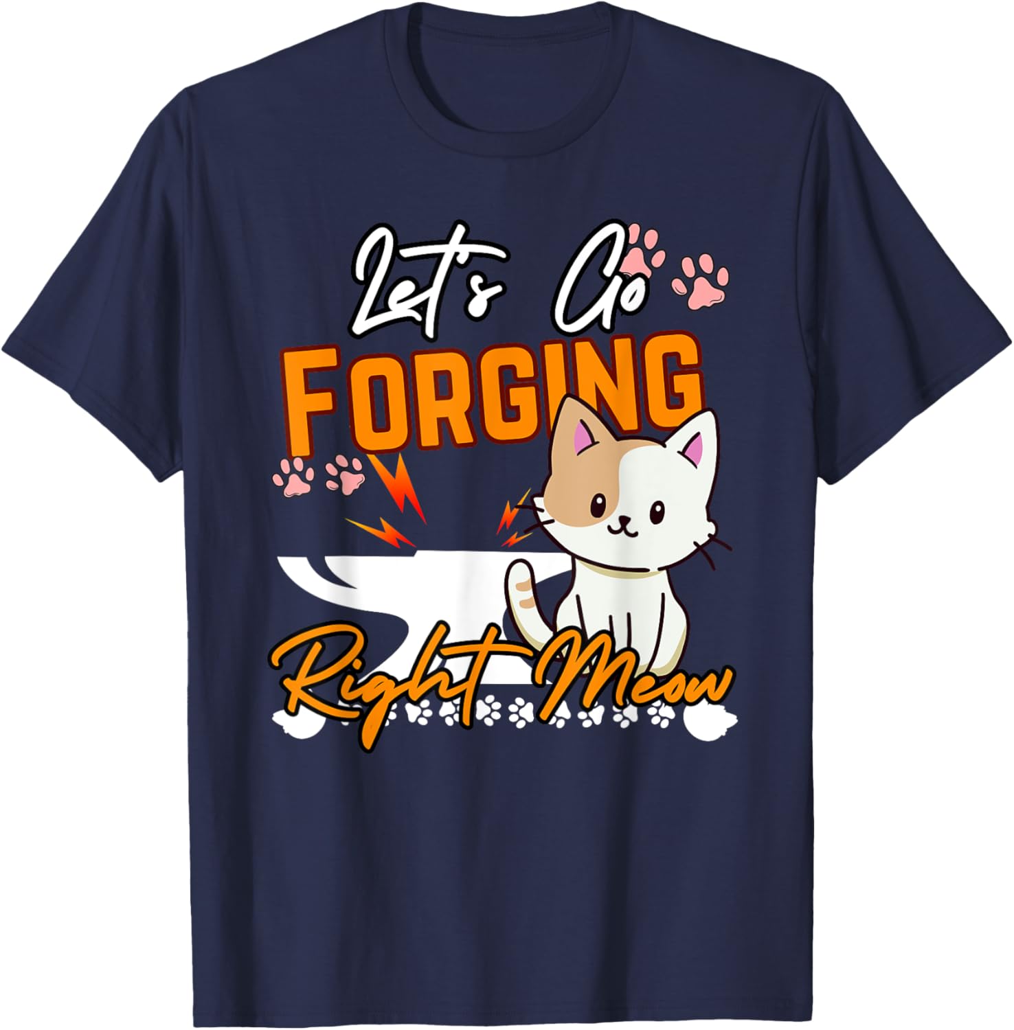 Blacksmithing Cats Right Meow Cat Forge & Forging Blacksmith Women Kids T-Shirt - T-Shirt | Navy