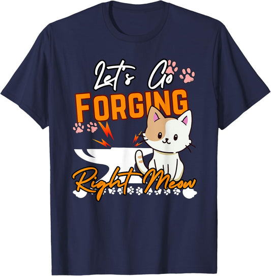 Blacksmithing Cats Right Meow Cat Forge & Forging Blacksmith Women Kids T-Shirt - T-Shirt | Navy