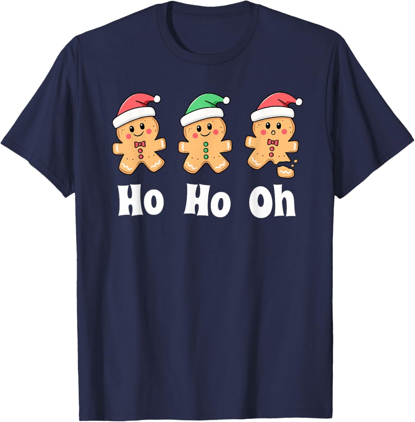 Ho Ho Oh Baking Cookies Funny Kids Christmas Gingerbread T-Shirt - T-Shirt | Navy