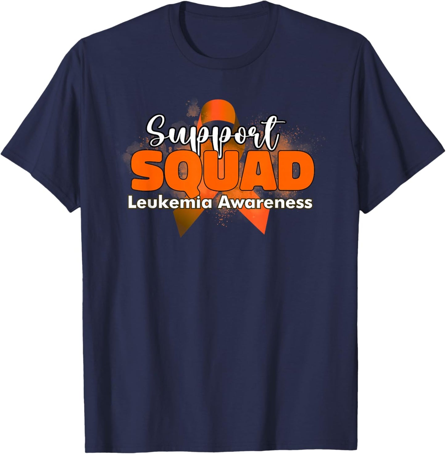 Support Squads Orange Ribbon Leukemia Cancer Awareness T-Shirt - T-Shirt | Navy