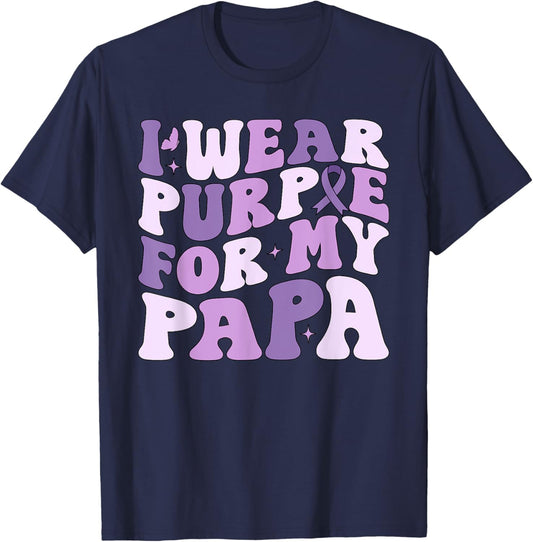 I Wear Purple For My Papa Pancreatic Cancer Awareness Kids T-Shirt - T-Shirt | Navy