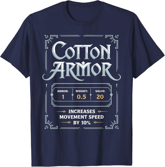 RPG Geek PC Game MMORPG Costume Roleplay Gaming Cotton Armor T-Shirt - T-Shirt | Navy