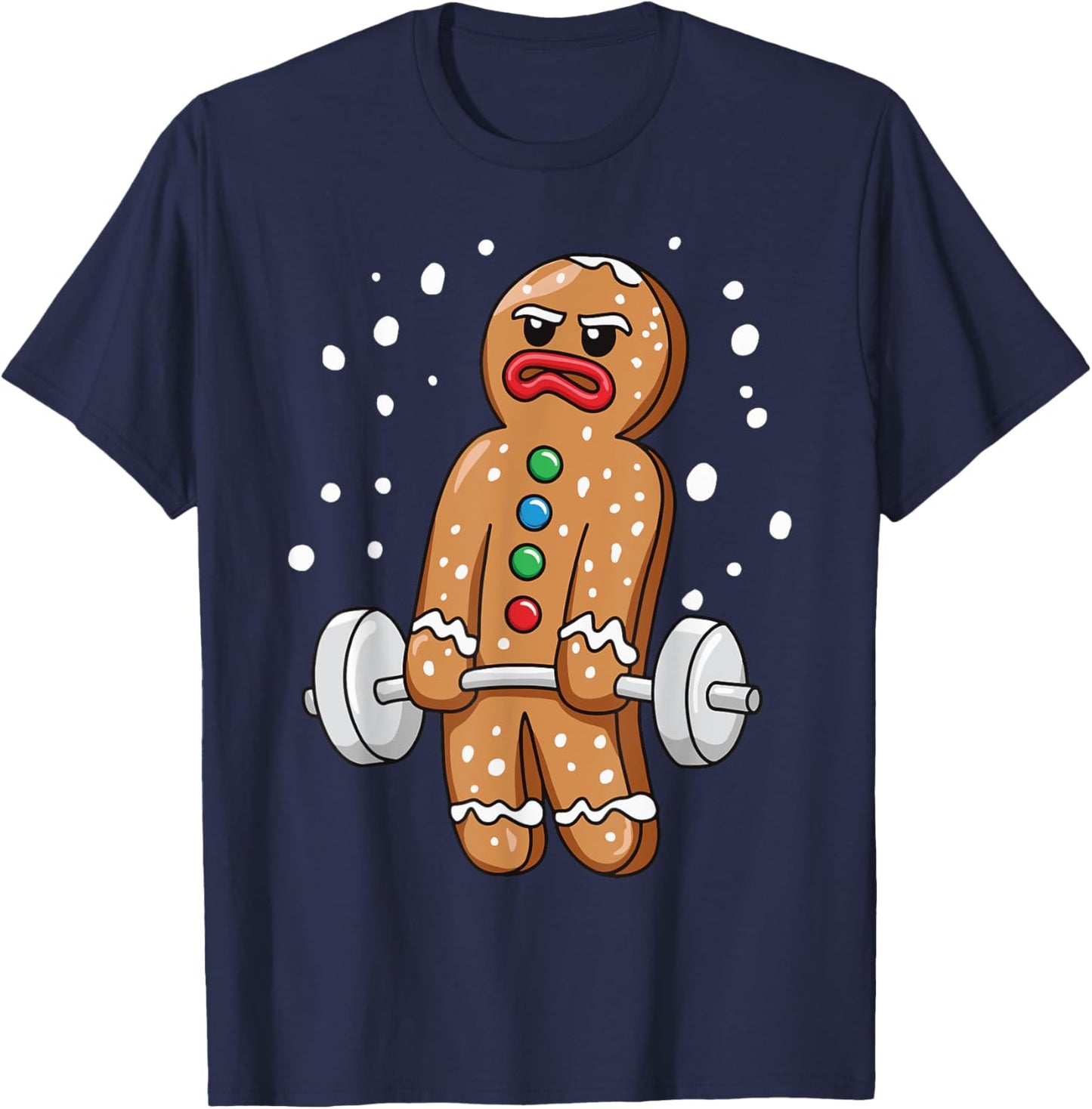 Gingerbread Weightlifting Workout Bodybuilding T-Shirt - T-Shirt | Navy