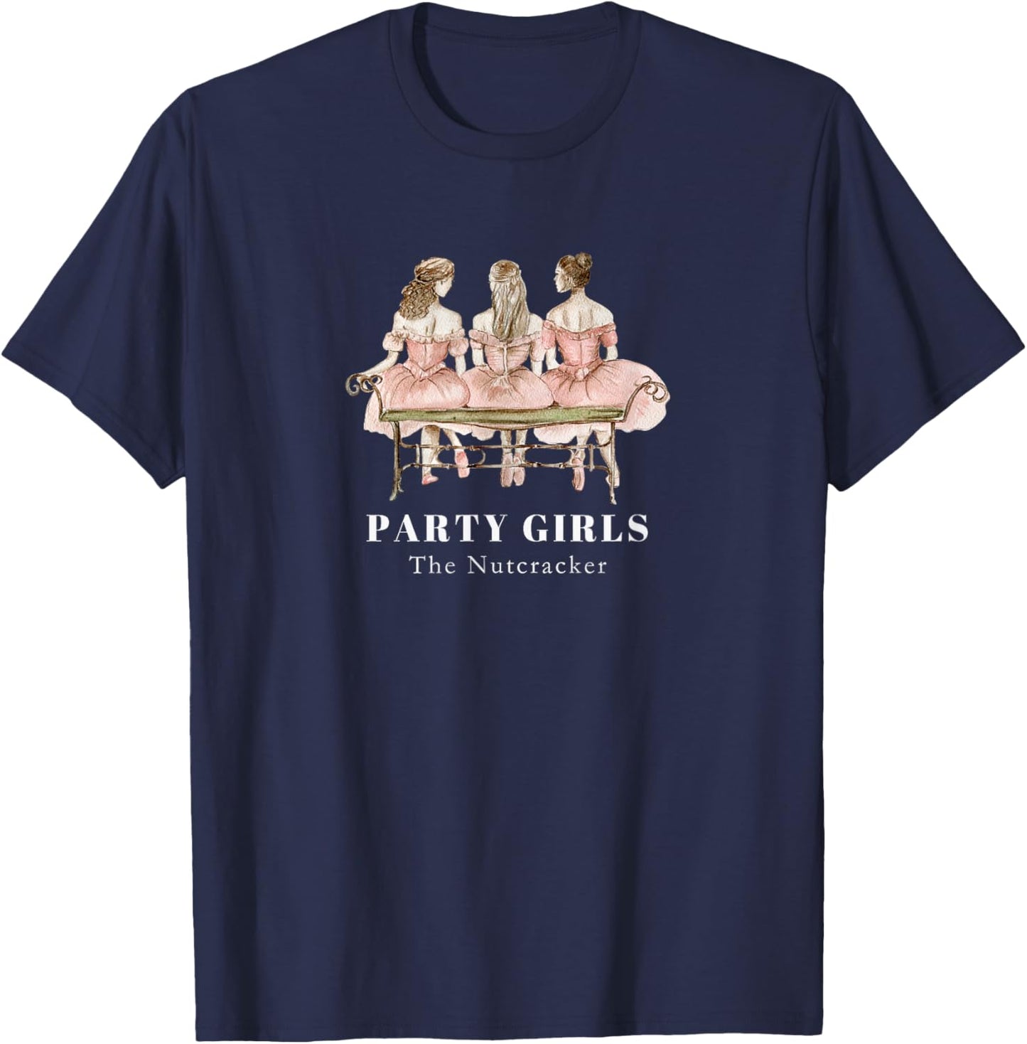 Nutcracker Party Girls Scene Christmas Ballet Dancer Graphic T-Shirt - T-Shirt | Navy