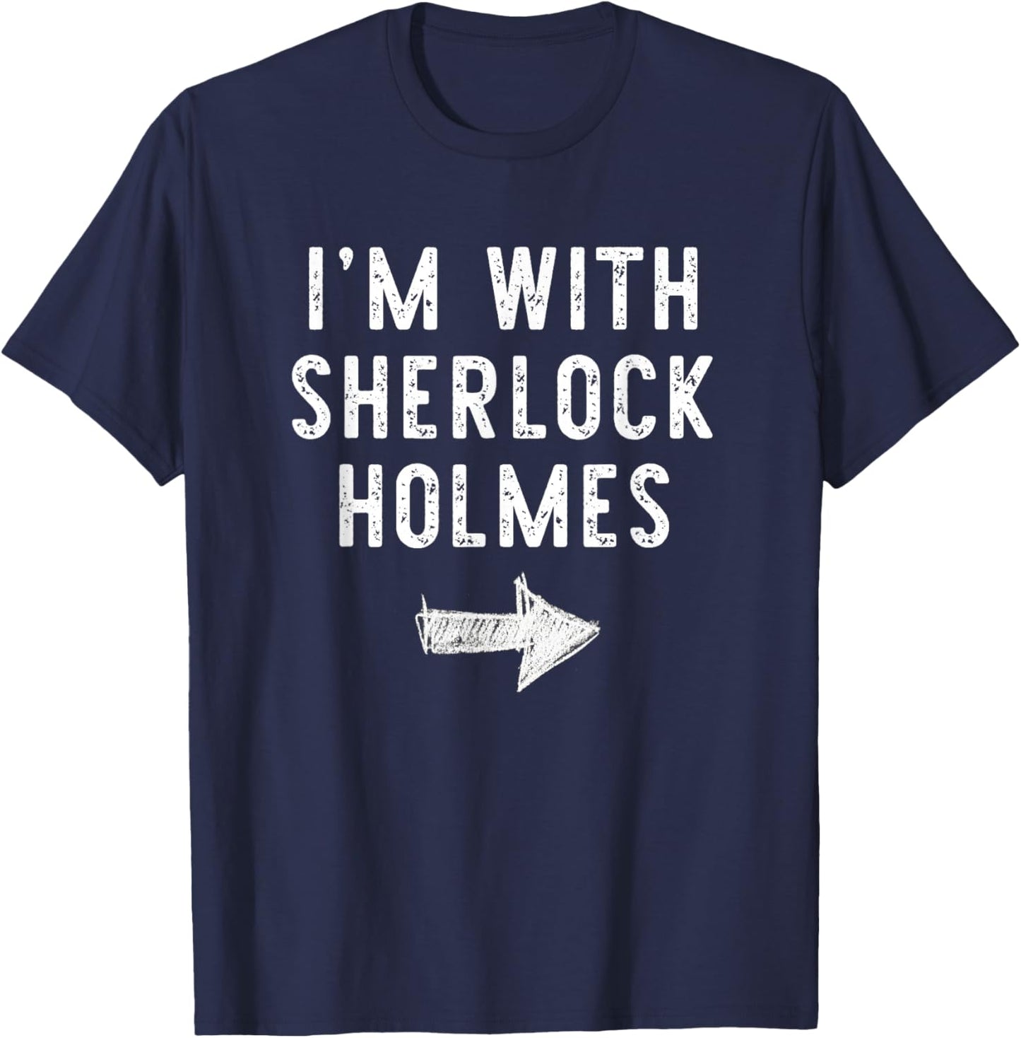 I’m with Sherlock Holmes Funny Halloween Couple Costume T-Shirt - T-Shirt | Navy
