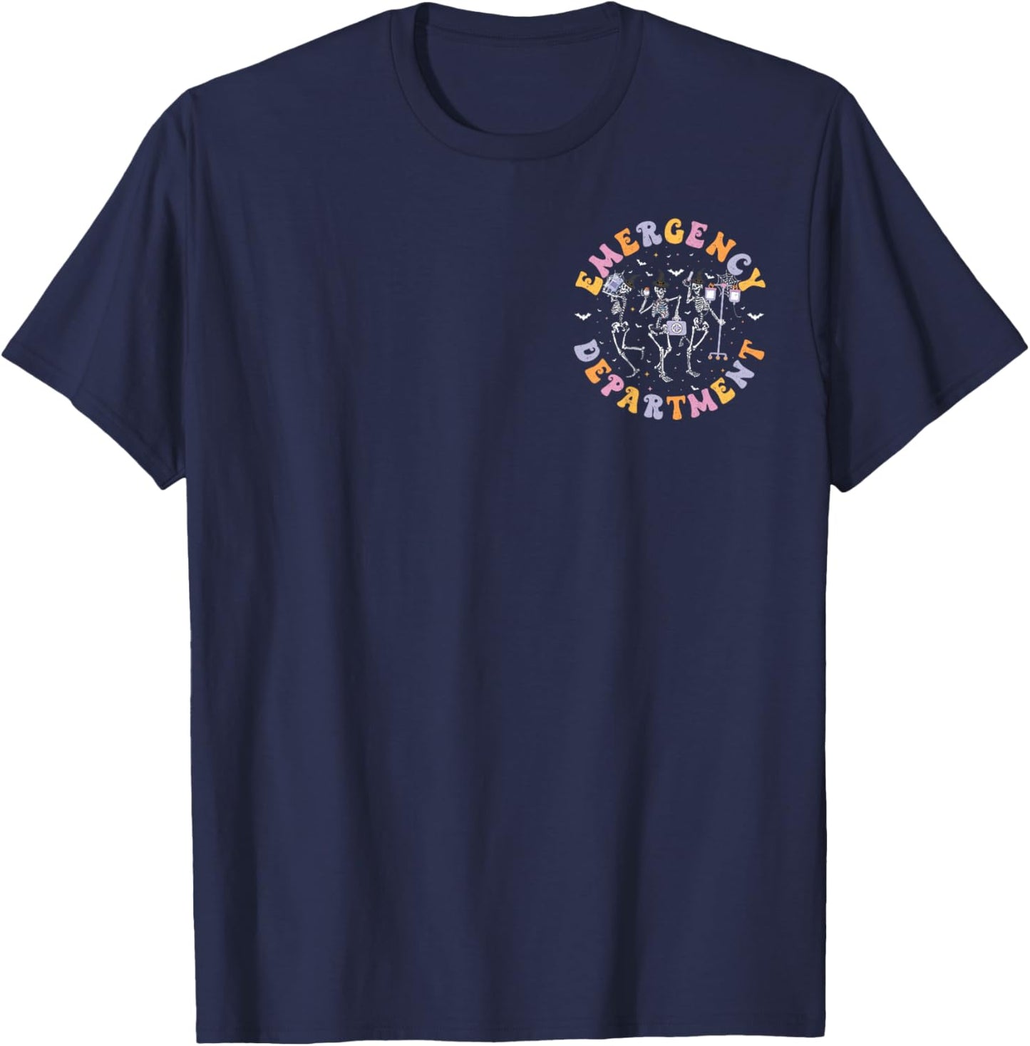 Emergency Department Halloween Skeleton ER Nurse Halloween T-Shirt - T-Shirt | Navy
