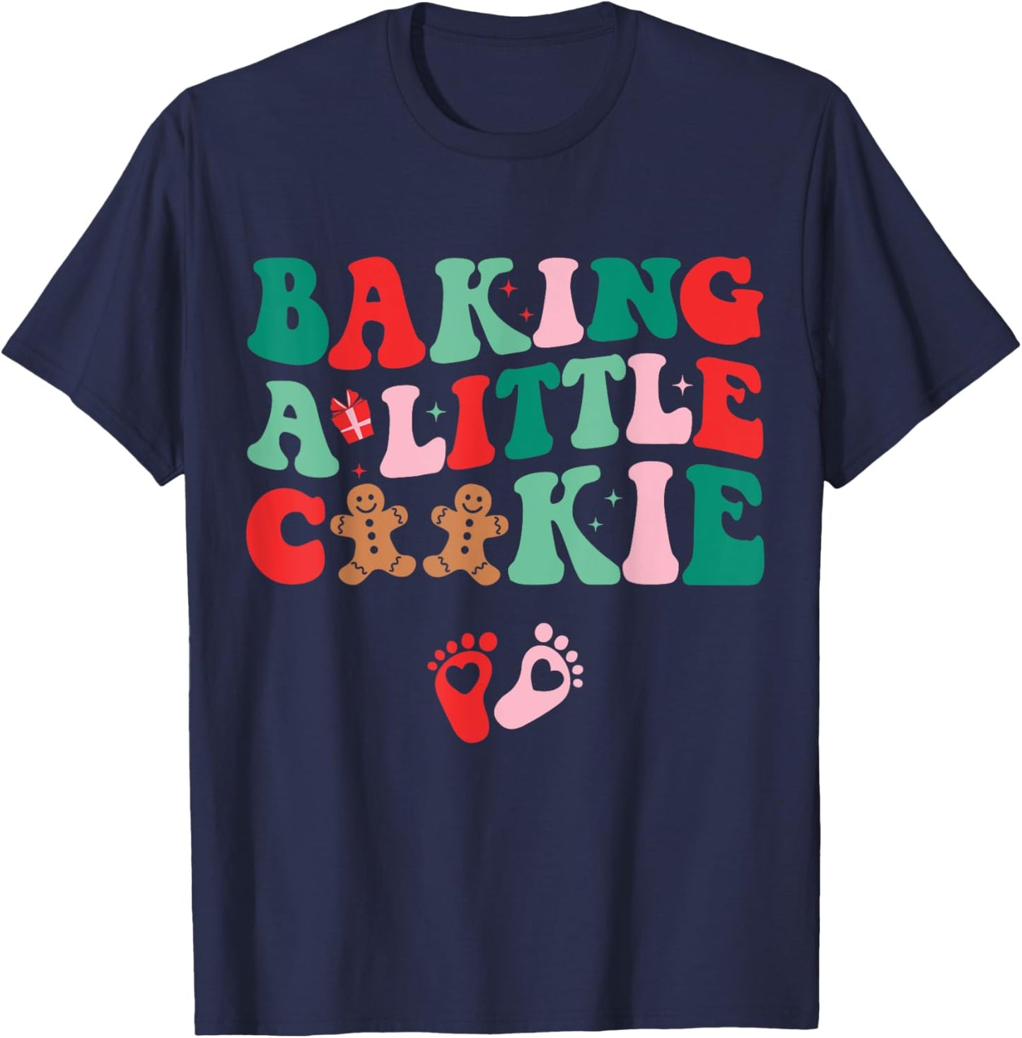 Baking A Little Cookie Cute Christmas Pregnancy Announcement T-Shirt - T-Shirt | Navy