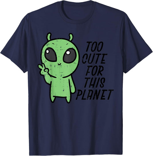 Baby Alien Too Cute For This Planet Boys Girls Toddler Kids T-Shirt - T-Shirt | Navy