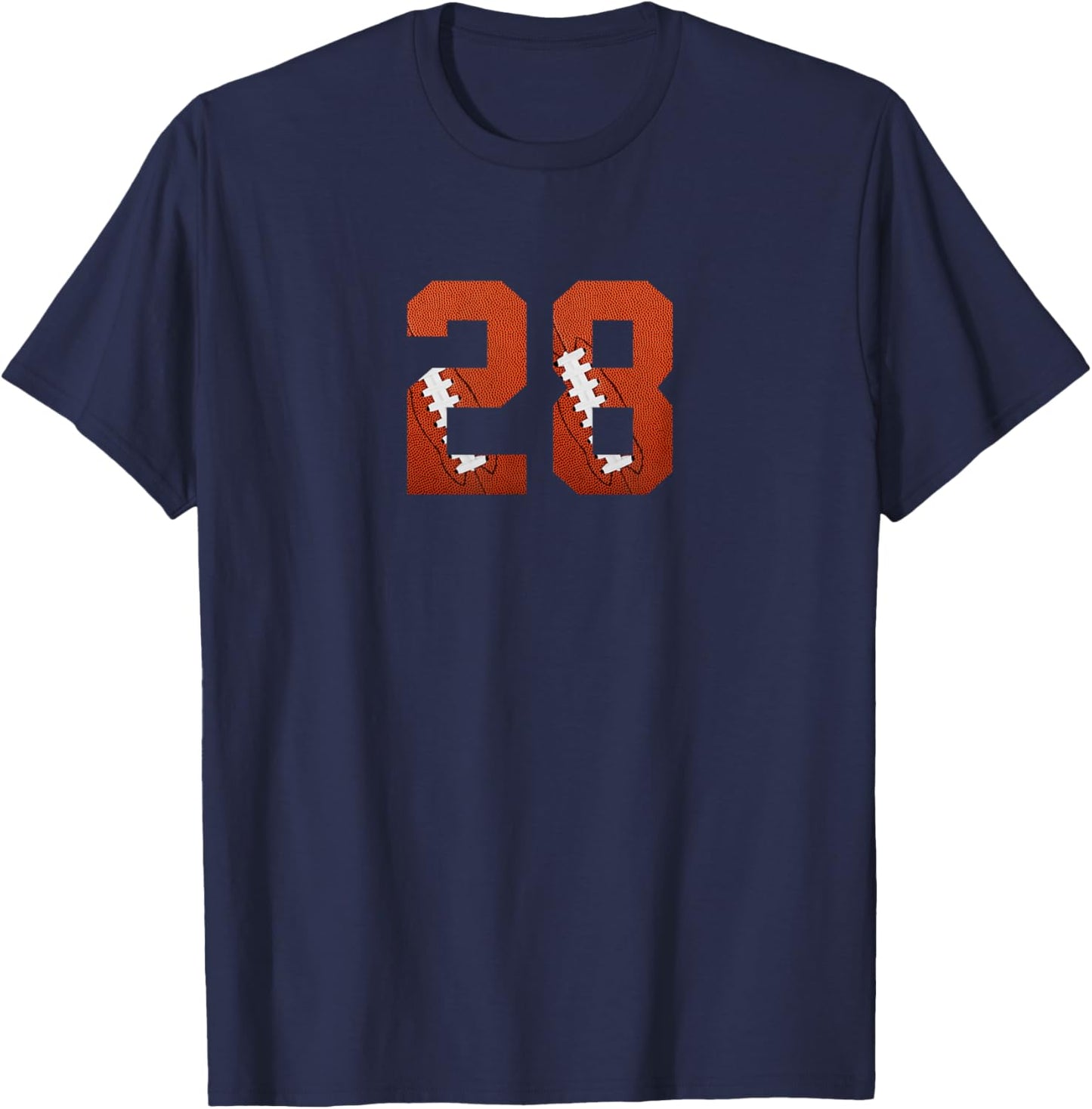 Number 28 - Minimalist American Football Jersey Numbered T-Shirt - T-Shirt | Navy