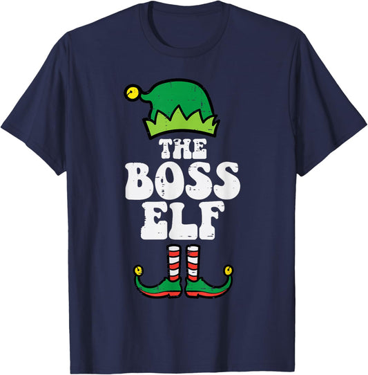 Christmas Boss Elf Xmas Family Group Matching Men Women Kids T-Shirt - T-Shirt | Navy