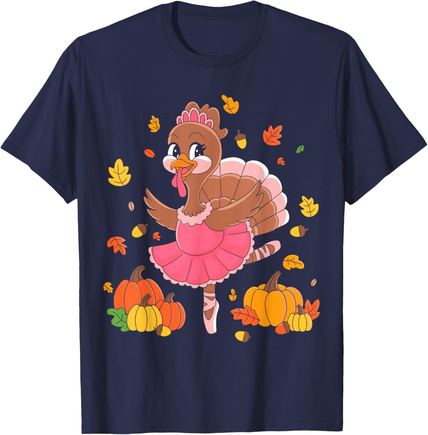 Turkey Dancing Ballet Lover Dancer Thanksgiving For Girls T-Shirt - T-Shirt | Navy