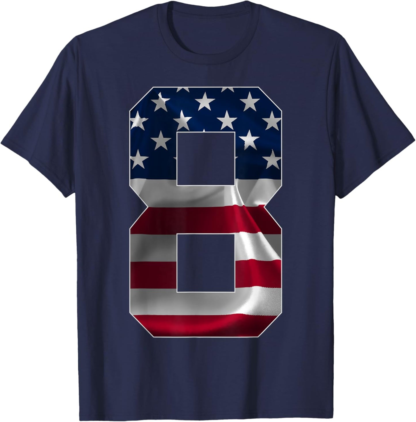 Number 8 Years Old Usa 8th Birthday T-Shirt - T-Shirt | Navy