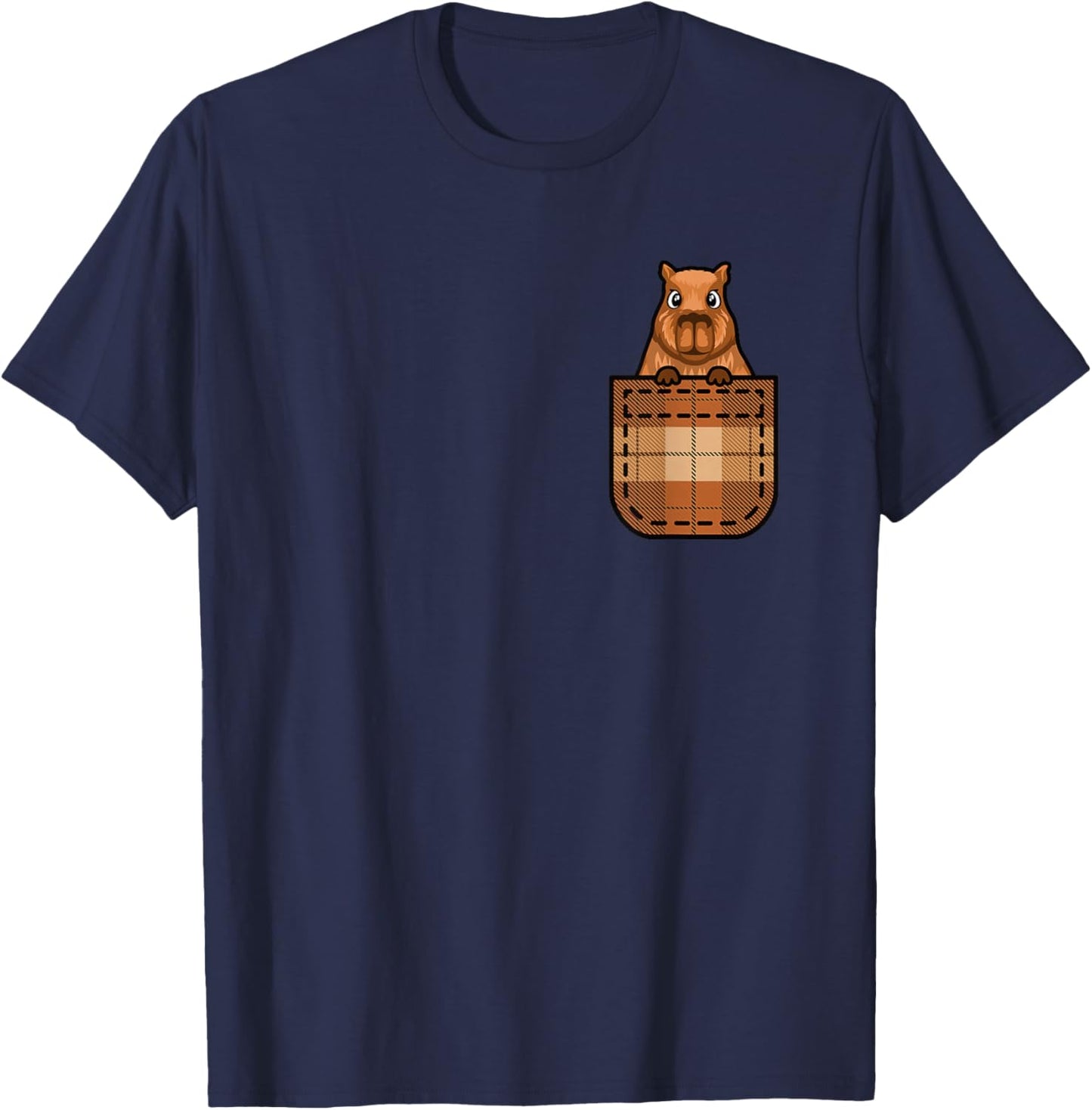 Funny Capybara Pocket Capybara Lover Men Women Kids T-Shirt - T-Shirt | Navy
