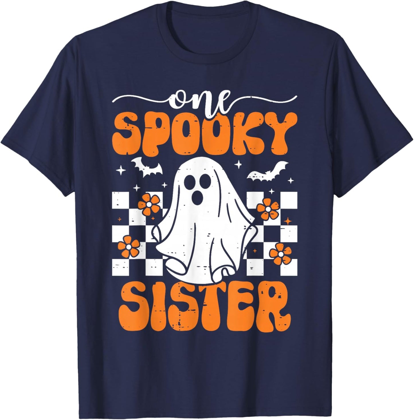 One Spooky Sister Matching Family Halloween Costumes T-Shirt - T-Shirt | Navy