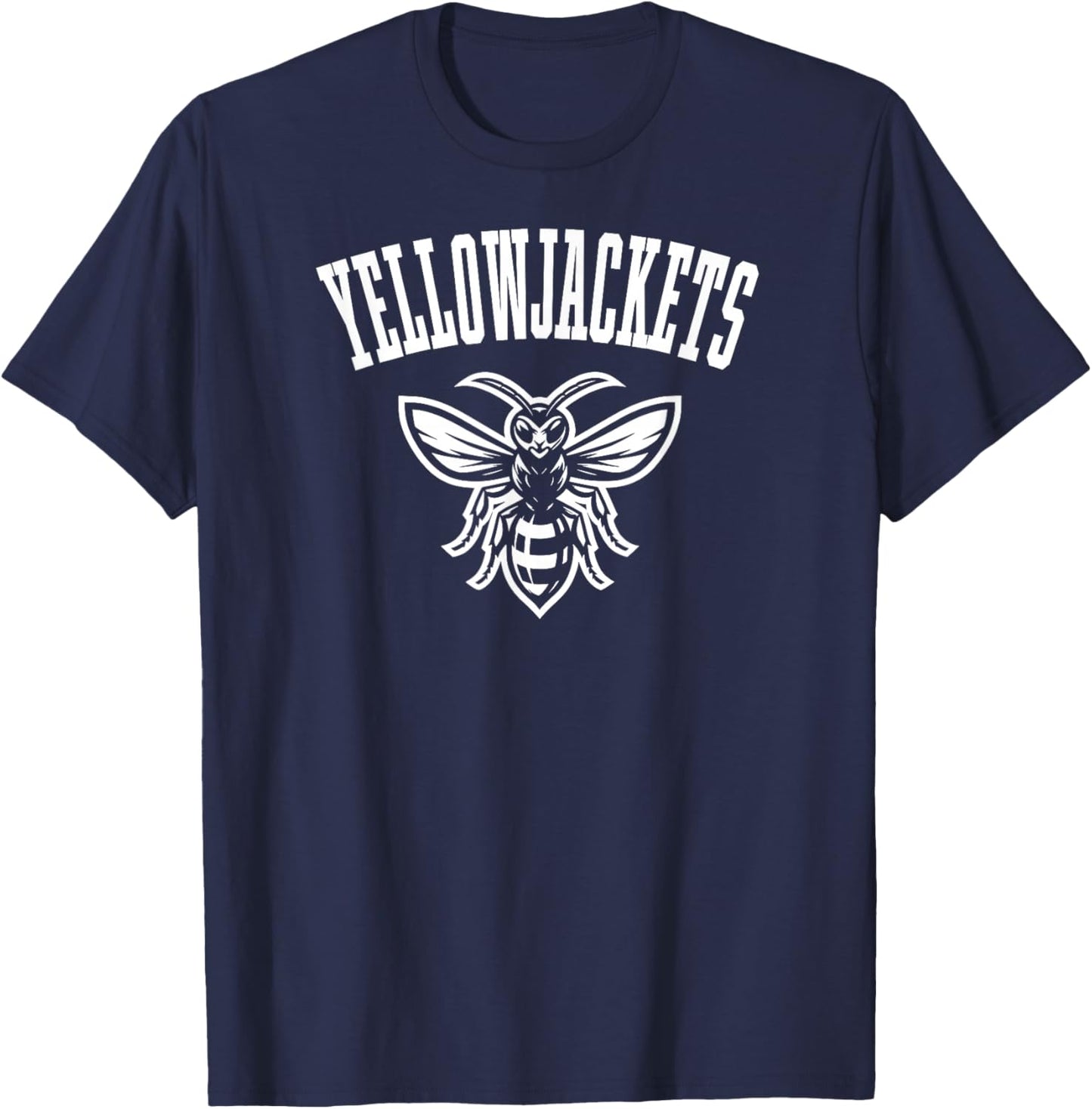 Yellowjackets Mascot for Players and Fans White Print T-Shirt - T-Shirt | Navy