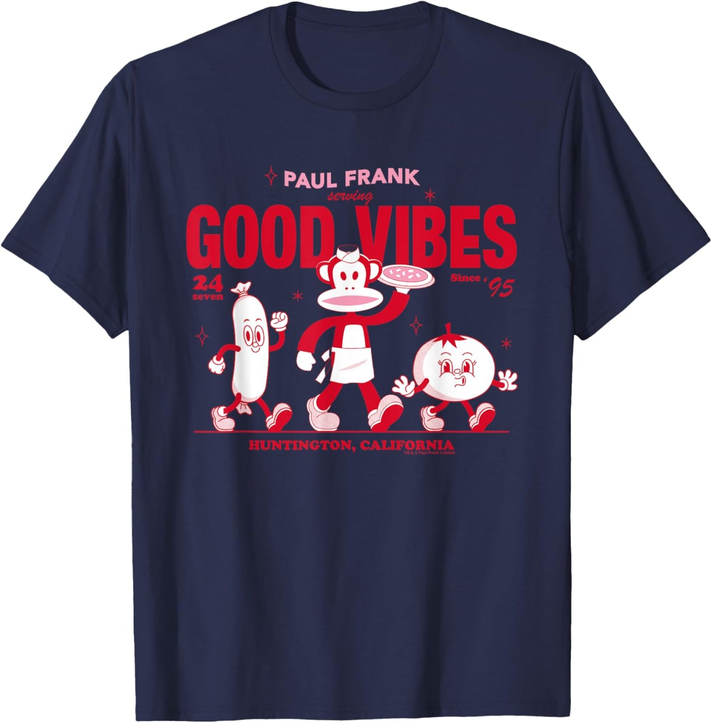 Paul Frank Julius The Monkey Serving Good Vibes California T-Shirt - T-Shirt | Navy