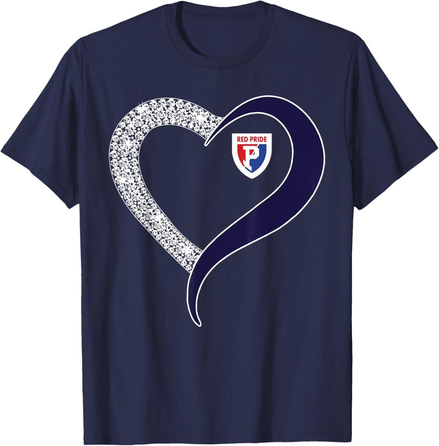 Plainfield Quakers Logo Diamond Heart HS T-Shirt - T-Shirt | Navy
