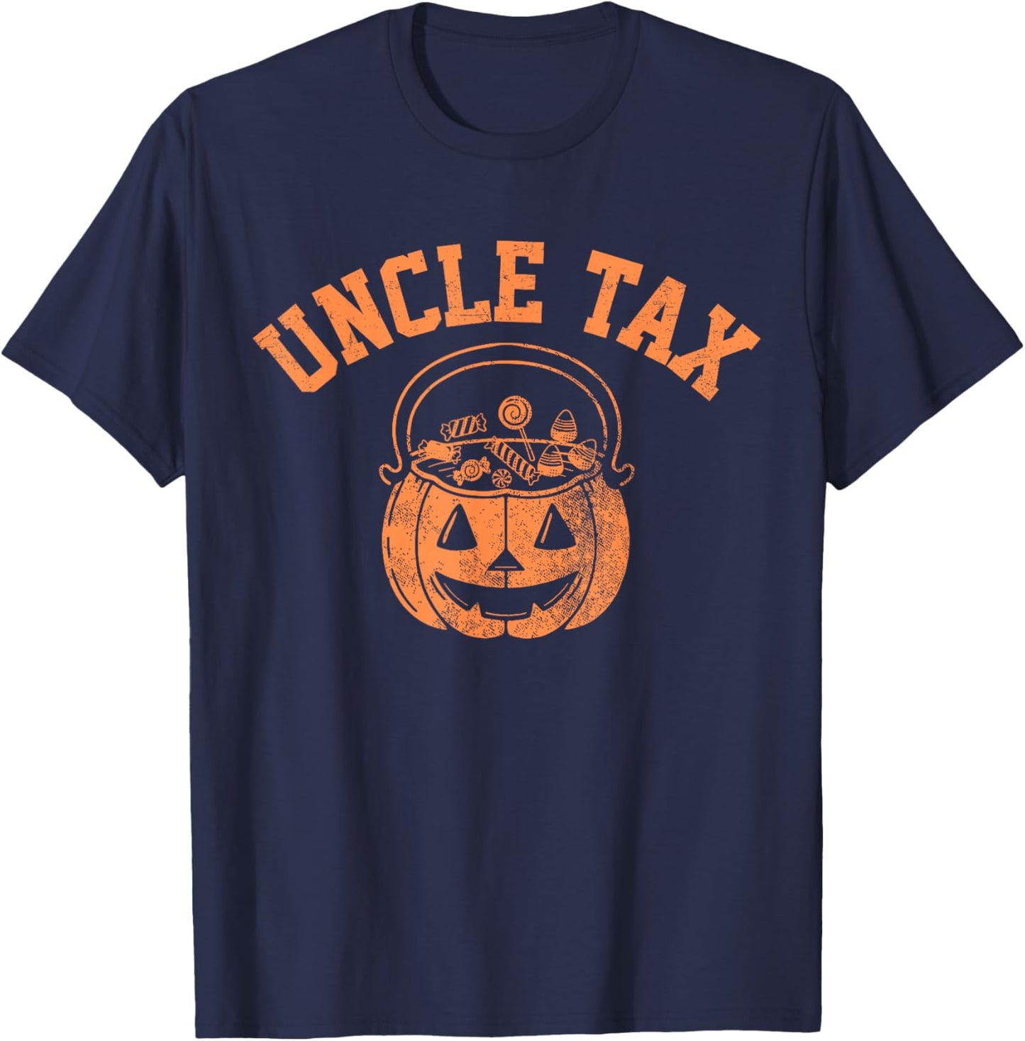 Vintage Uncle Tax Halloween Pumpkin Spooky Trick or Treat T-Shirt - T-Shirt | Navy