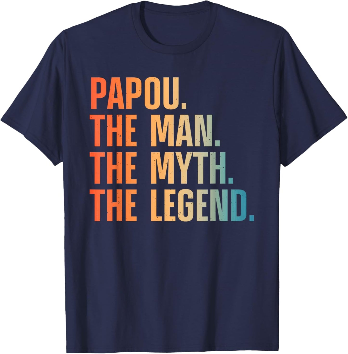 Papou Design For Grandpa Grandfather From Grandkids Papou T-Shirt - T-Shirt | Navy