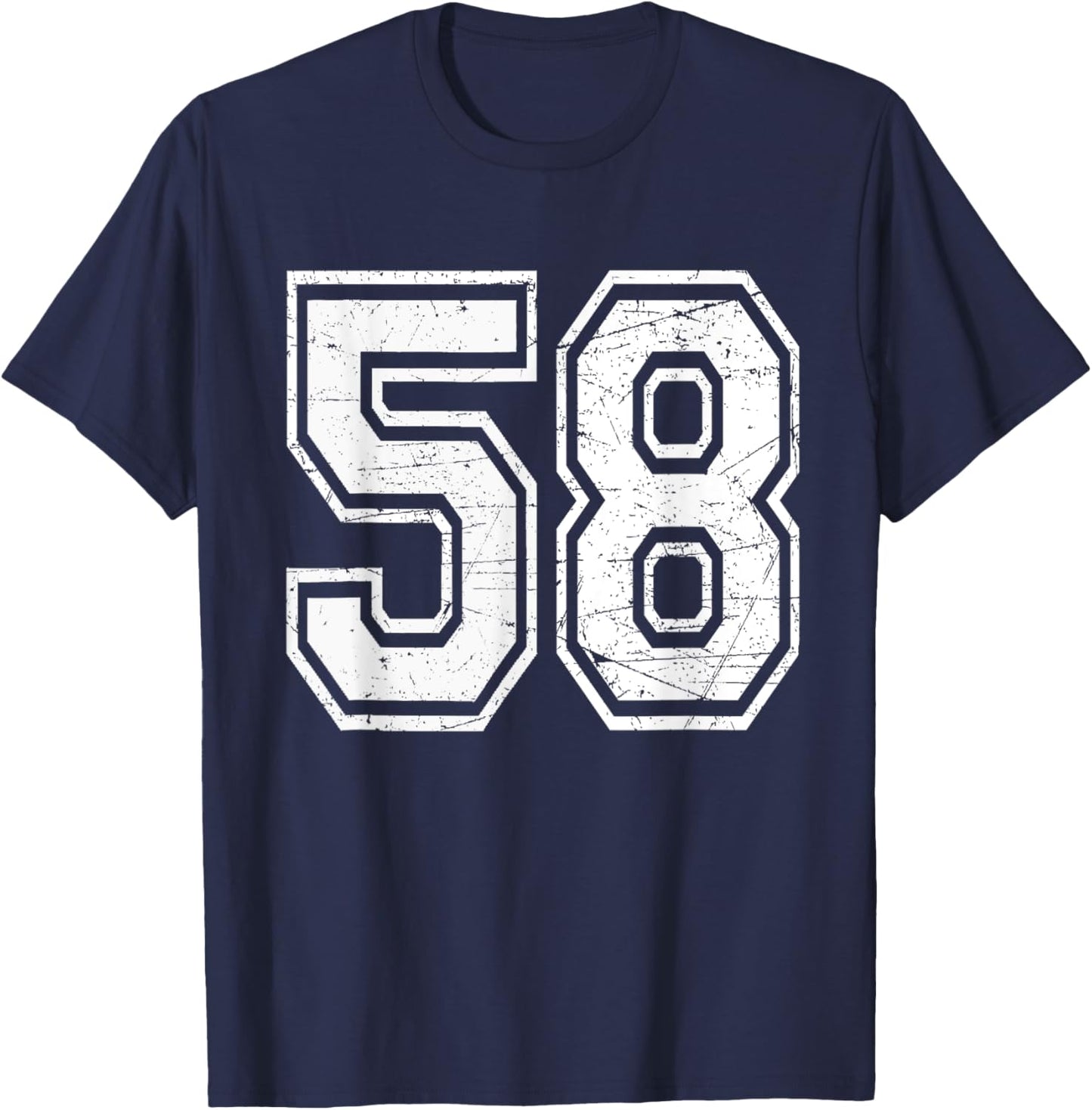 Number 58 Varsity Sports Team Jersey 58th Birthday T-Shirt - T-Shirt | Navy
