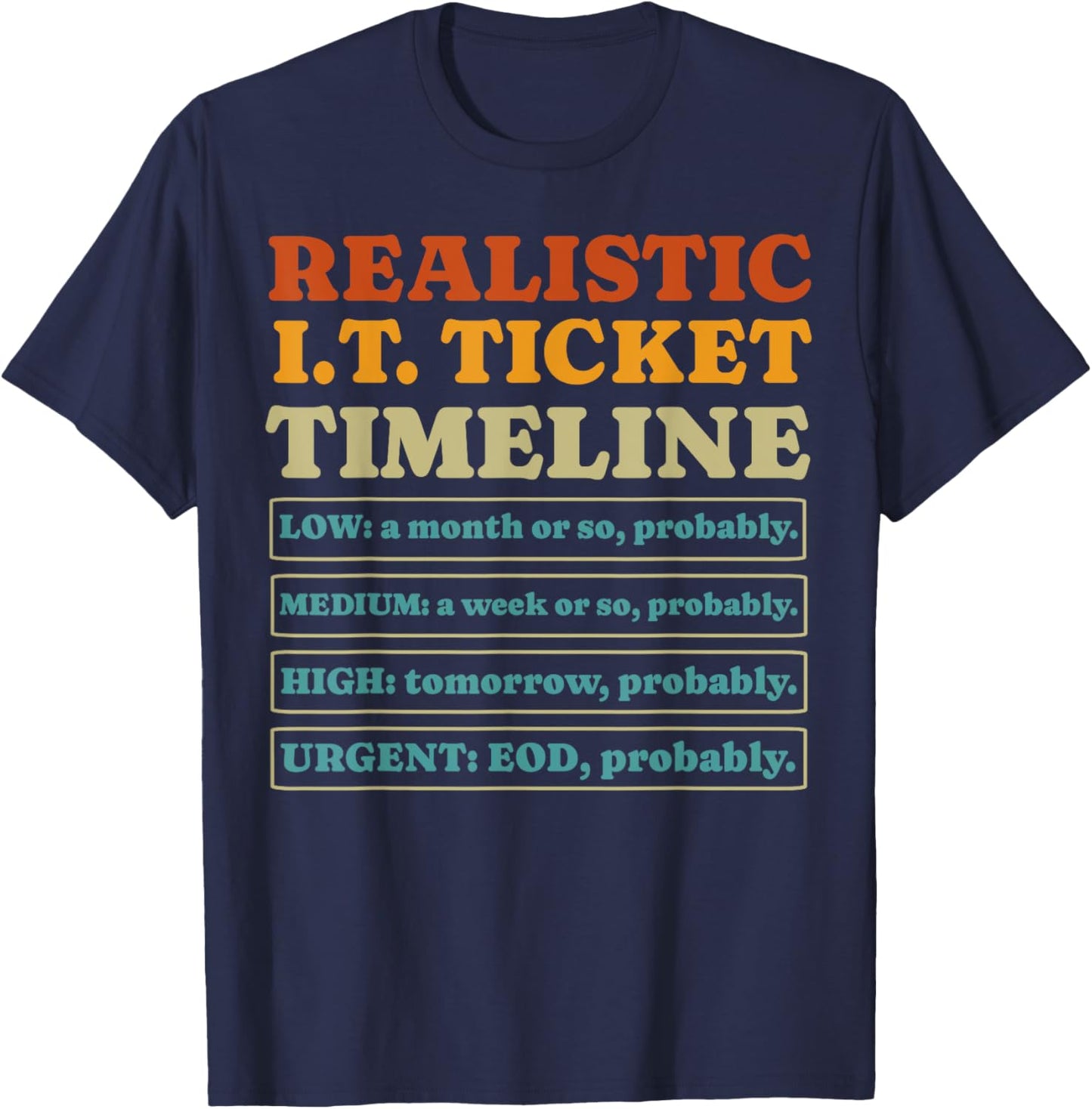 Funny IT Ticket Tech Support I.T. Guy Technical Computer Gag T-Shirt - T-Shirt | Navy