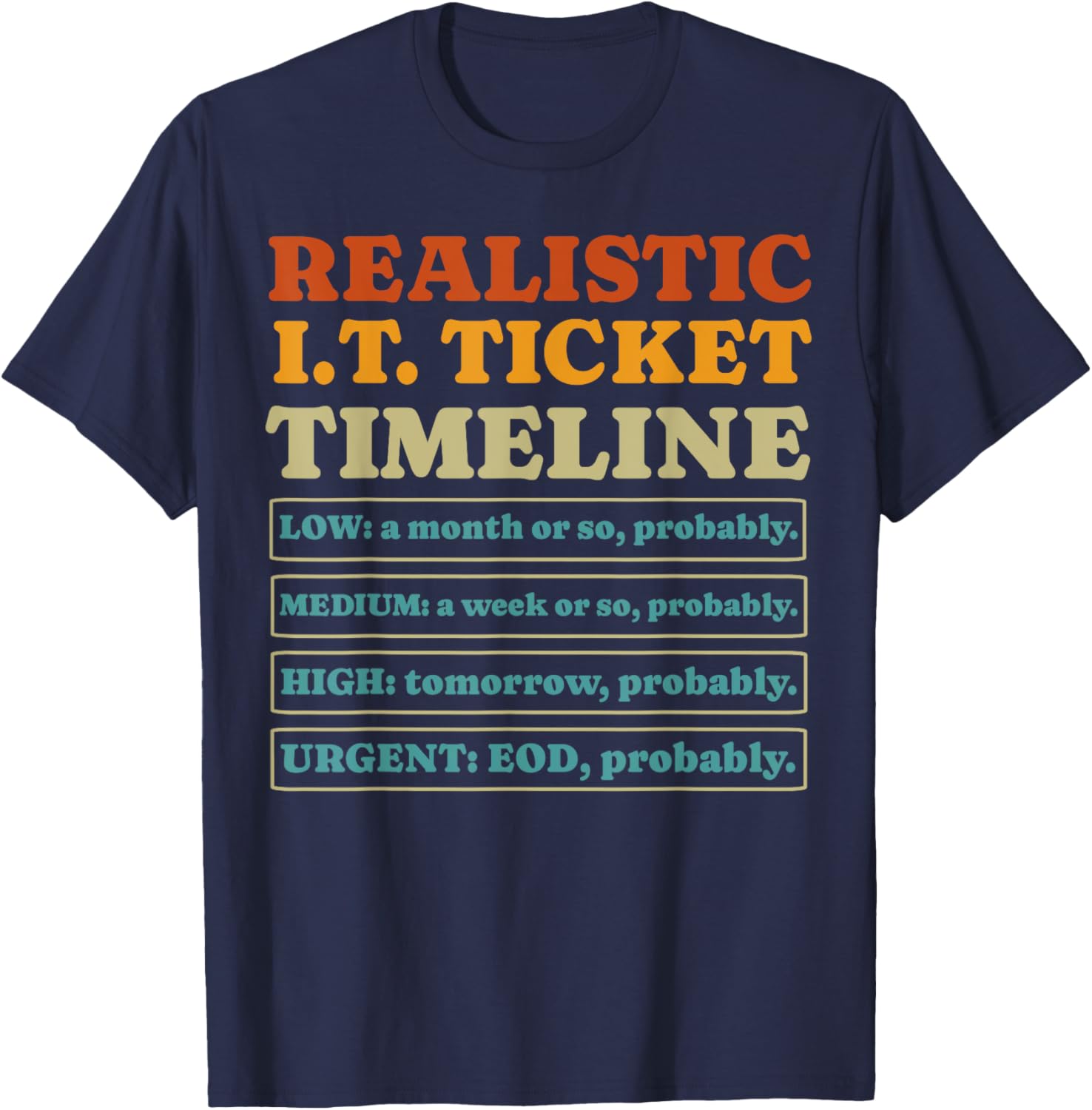 Funny IT Ticket Tech Support I.T. Guy Technical Computer Gag T-Shirt - T-Shirt | Navy