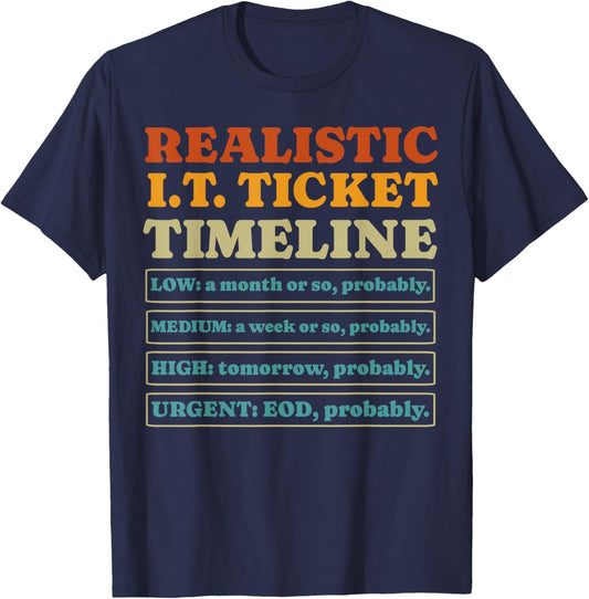Funny IT Ticket Tech Support I.T. Guy Technical Computer Gag T-Shirt - T-Shirt | Navy