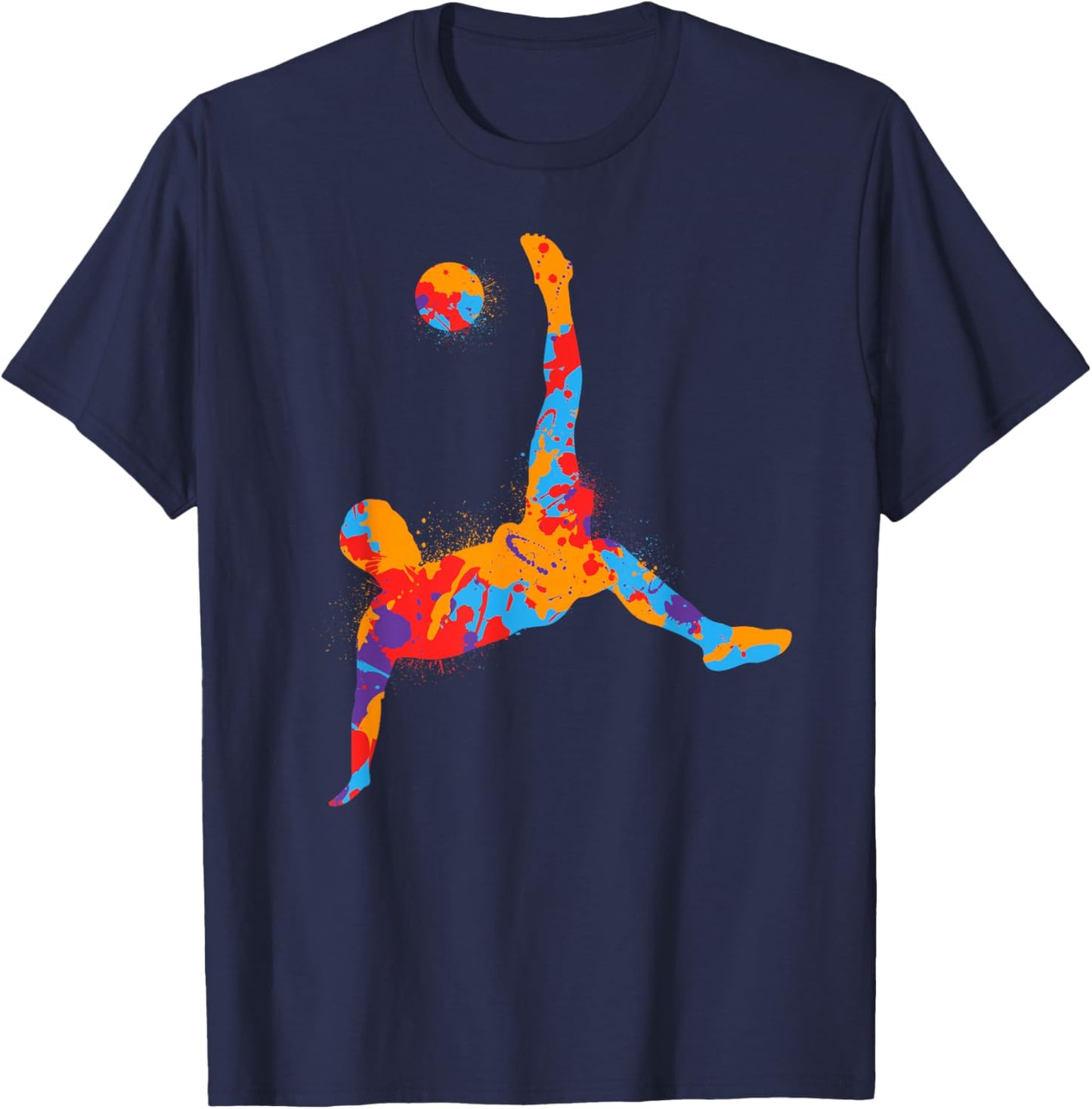 Colorful Soccer Player Sports Kids Boys Men Soccer T-Shirt - T-Shirt | Navy