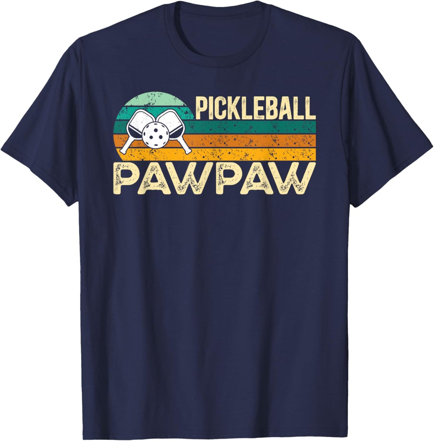 Pickleball Pawpaw Retro Pickleball Player Pawpaw Grandpa T-Shirt - T-Shirt | Navy