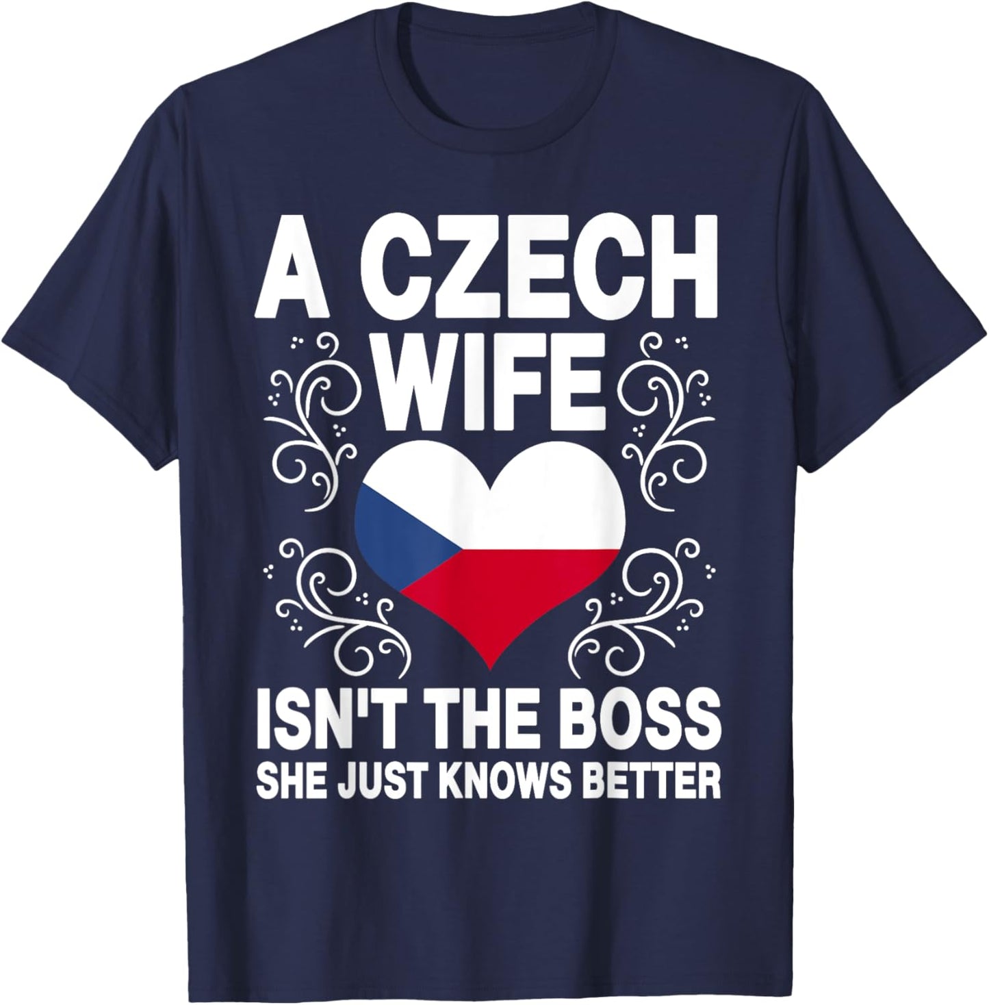 Funnz Czech Wife Saying Czech Flag Heart Czech Women T-Shirt - T-Shirt | Navy