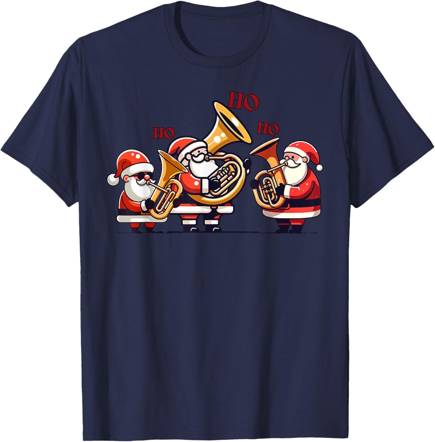 Retro Santa Claus Playing Sousaphone Christmas Marching Band T-Shirt - T-Shirt | Navy