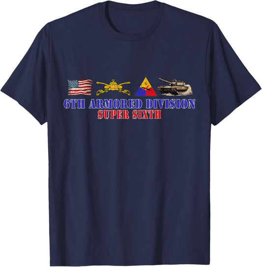 6th Armored Division Super Sixth Division Retro Veterans Day T-Shirt - T-Shirt | Navy