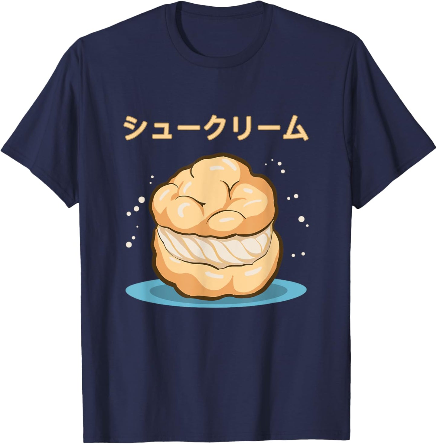 Cartoon Cream Puff Sweet Cup Cake Japanese Retro 90s Anime T-Shirt - T-Shirt | Navy
