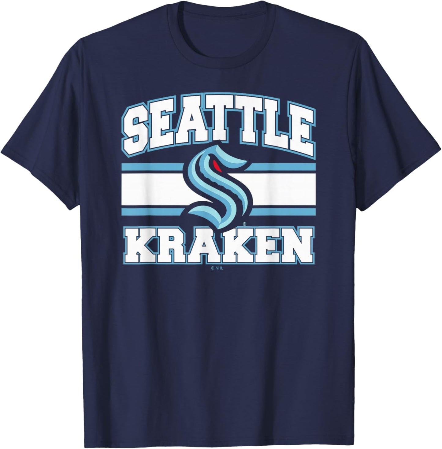 Seattle Kraken Stripe Navy Officially Licensed T-Shirt - T-Shirt | Navy