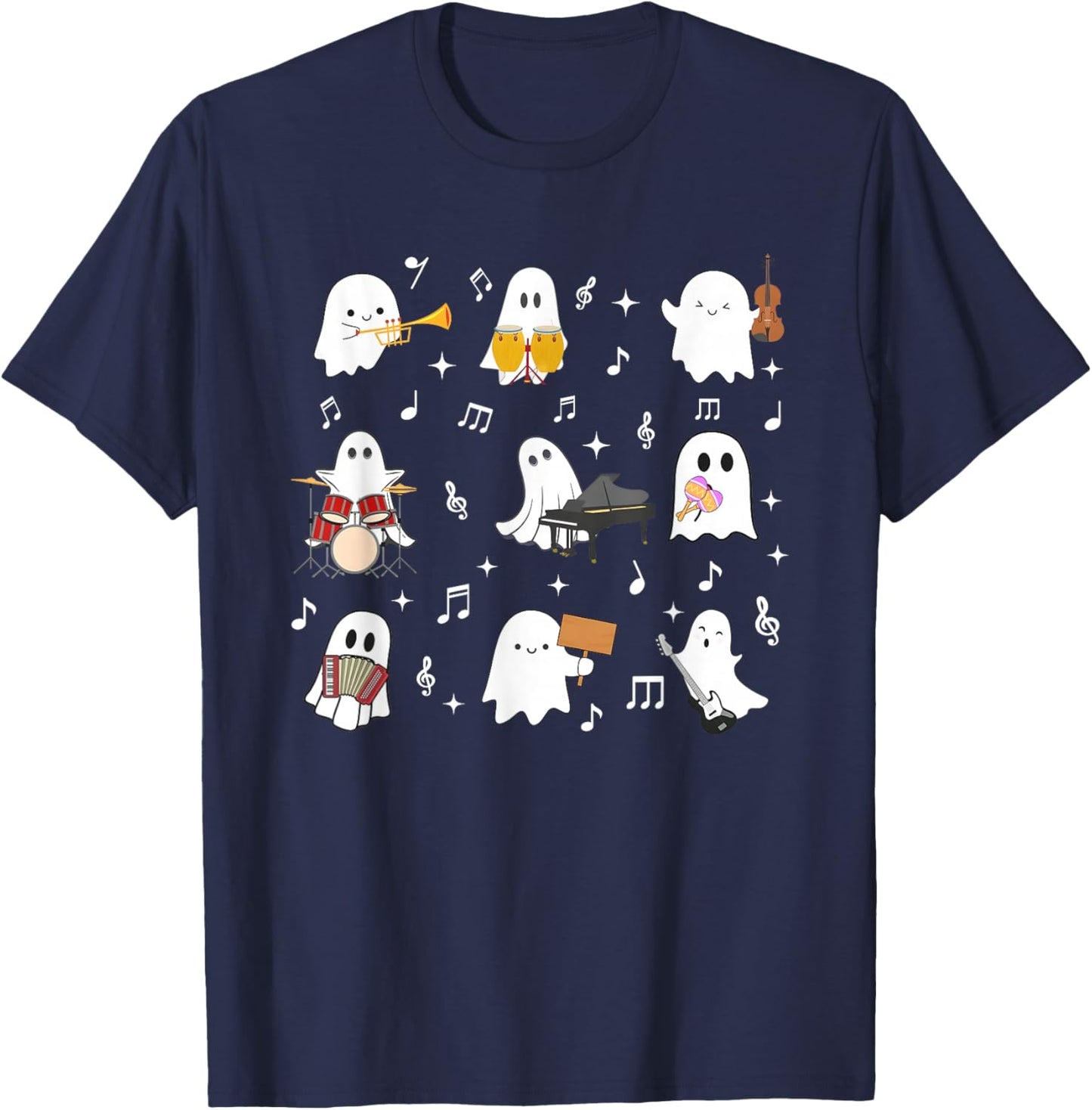 Music Teacher Halloween Music Teacher Education T-Shirt - T-Shirt | Navy