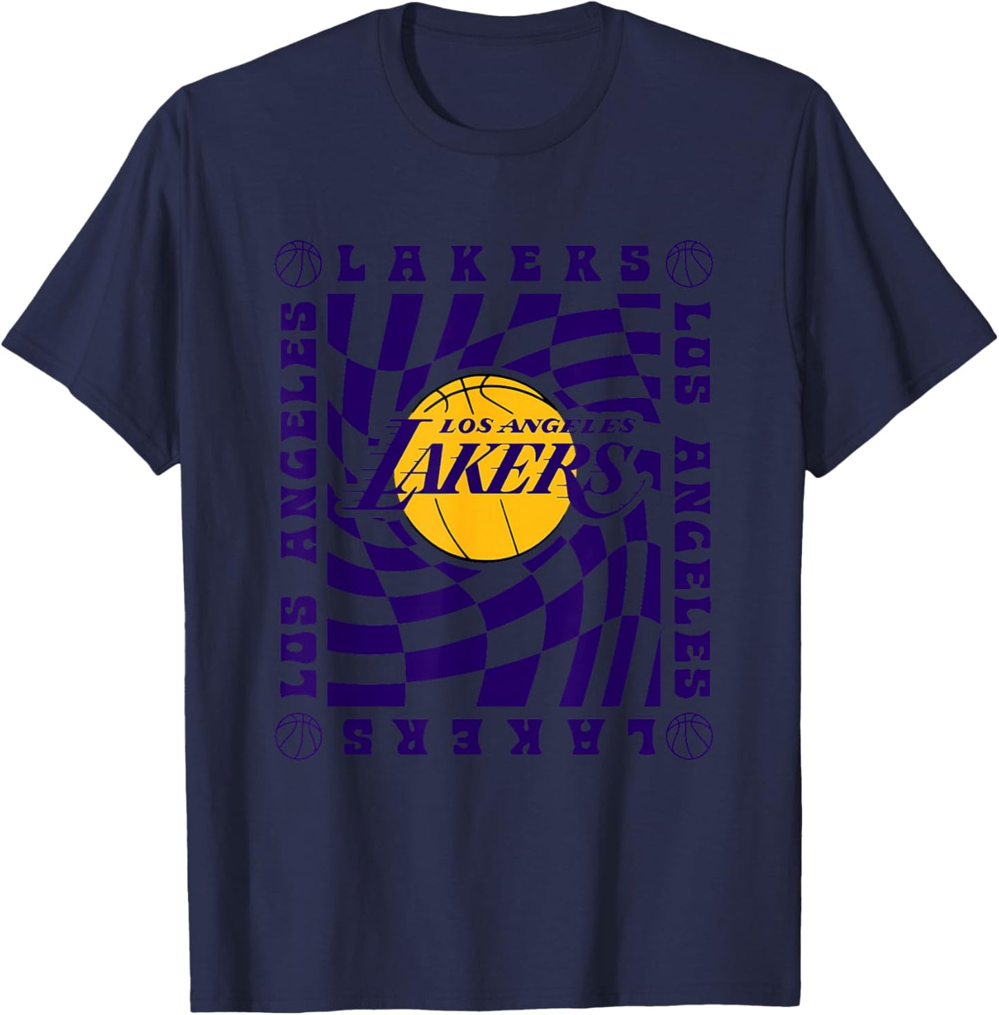 NBA Los Angeles Lakers Retro Checkerboard Wave T-Shirt - T-Shirt | Navy