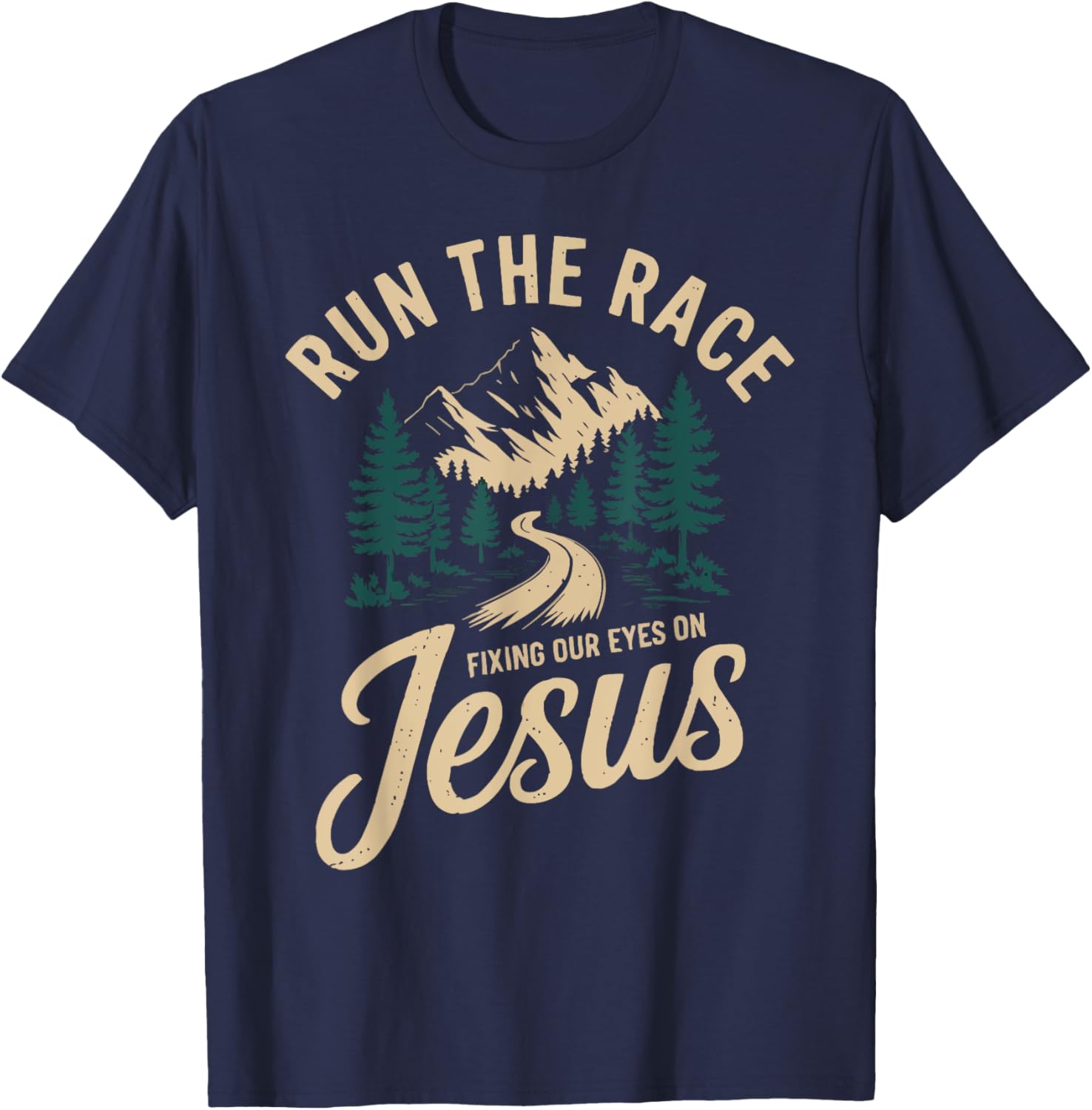 Running Jesus Christ Religion Christian Runner Christianity T-Shirt - T-Shirt | Navy