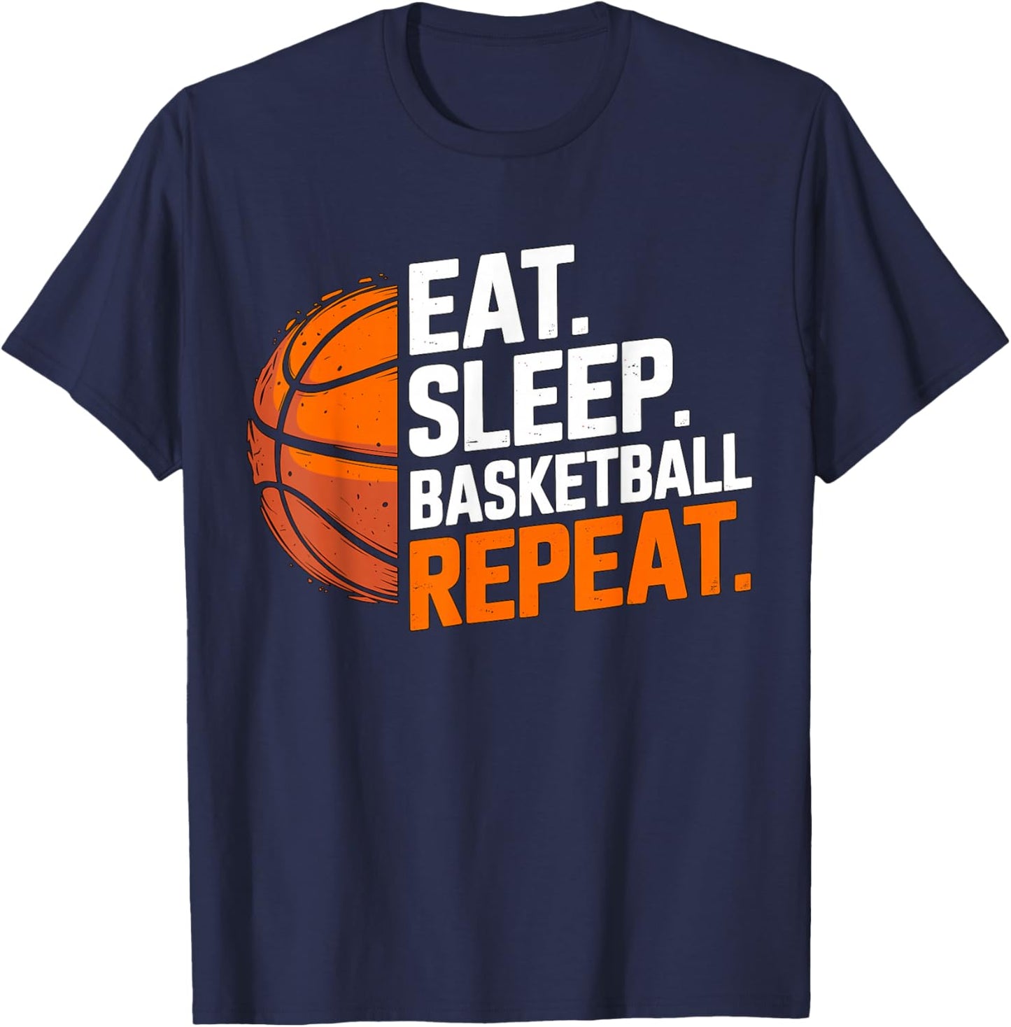 Eat Sleep Basketball Repeat T-Shirt - T-Shirt | Navy