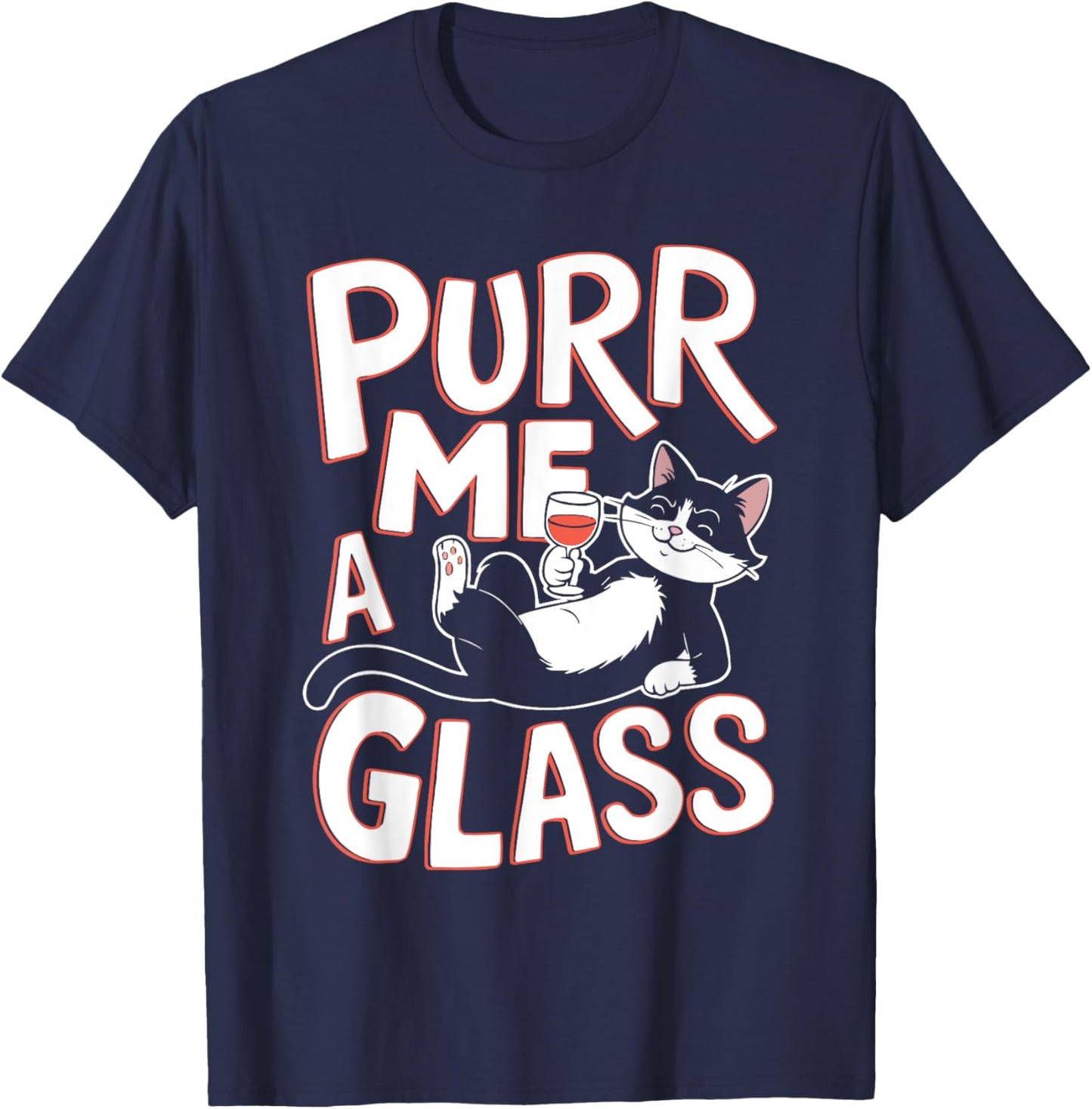 Wine Cat Owner Kitty Meow Alcohol Drinking Winemaker T-Shirt - T-Shirt | Navy