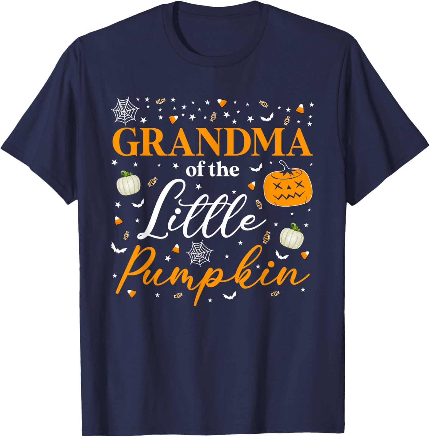 Grandma of The Little Pumpkin Family Matching Halloween T-Shirt - T-Shirt | Navy
